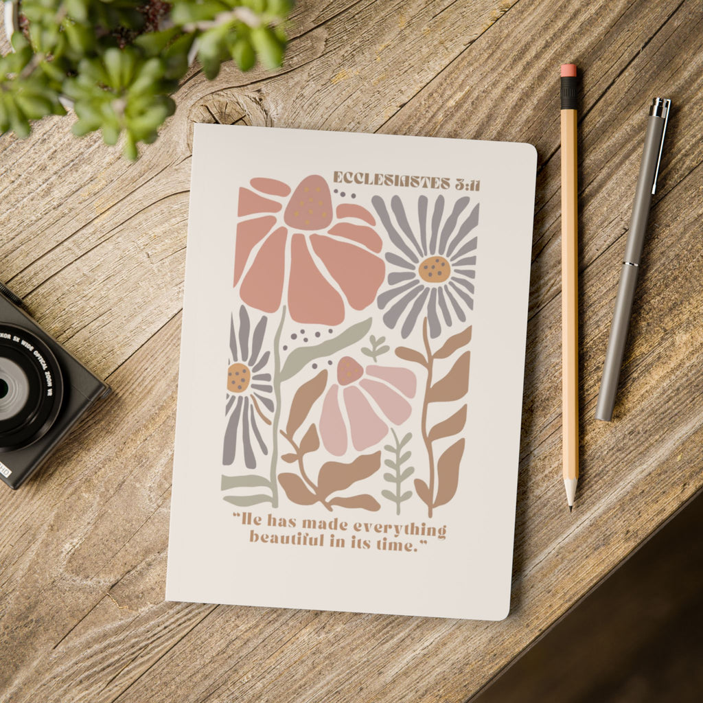 Ecclesiastes Floral Softcover Journal — "He has made everything beautiful in its time"