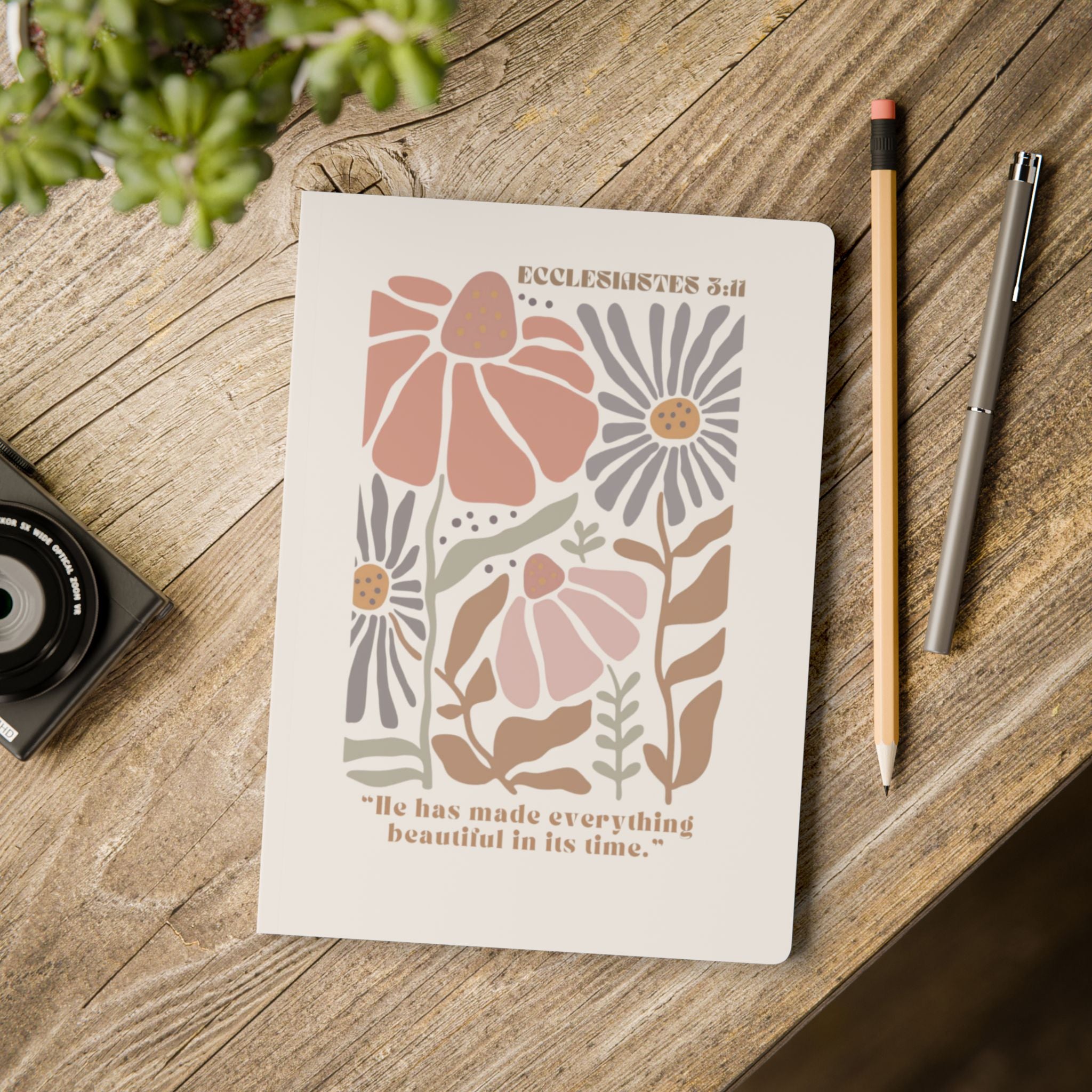 Ecclesiastes Floral Softcover Journal — "He has made everything beautiful in its time"