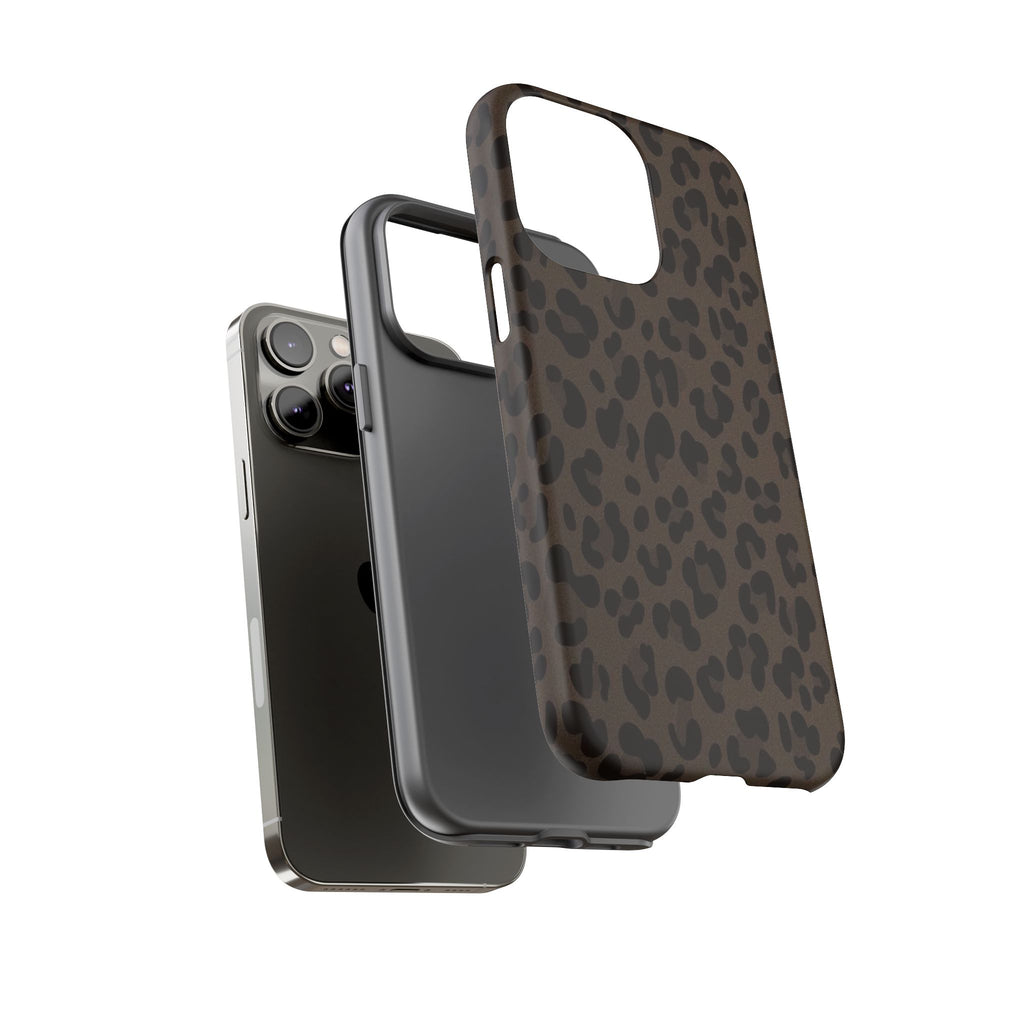 Leopard Print Tough iPhone Case — Durable Brown Animal Pattern Protective Cover