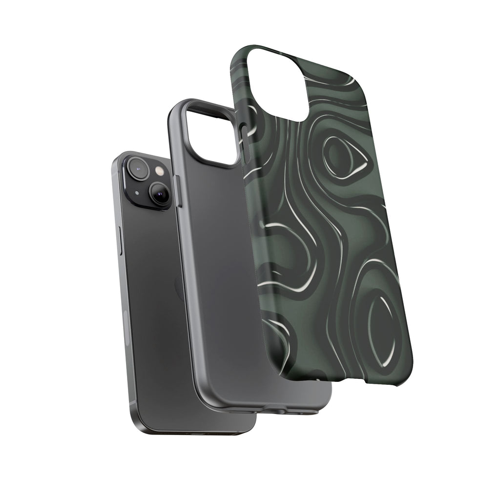 Dark Green Abstract Swirl Tough Phone Case