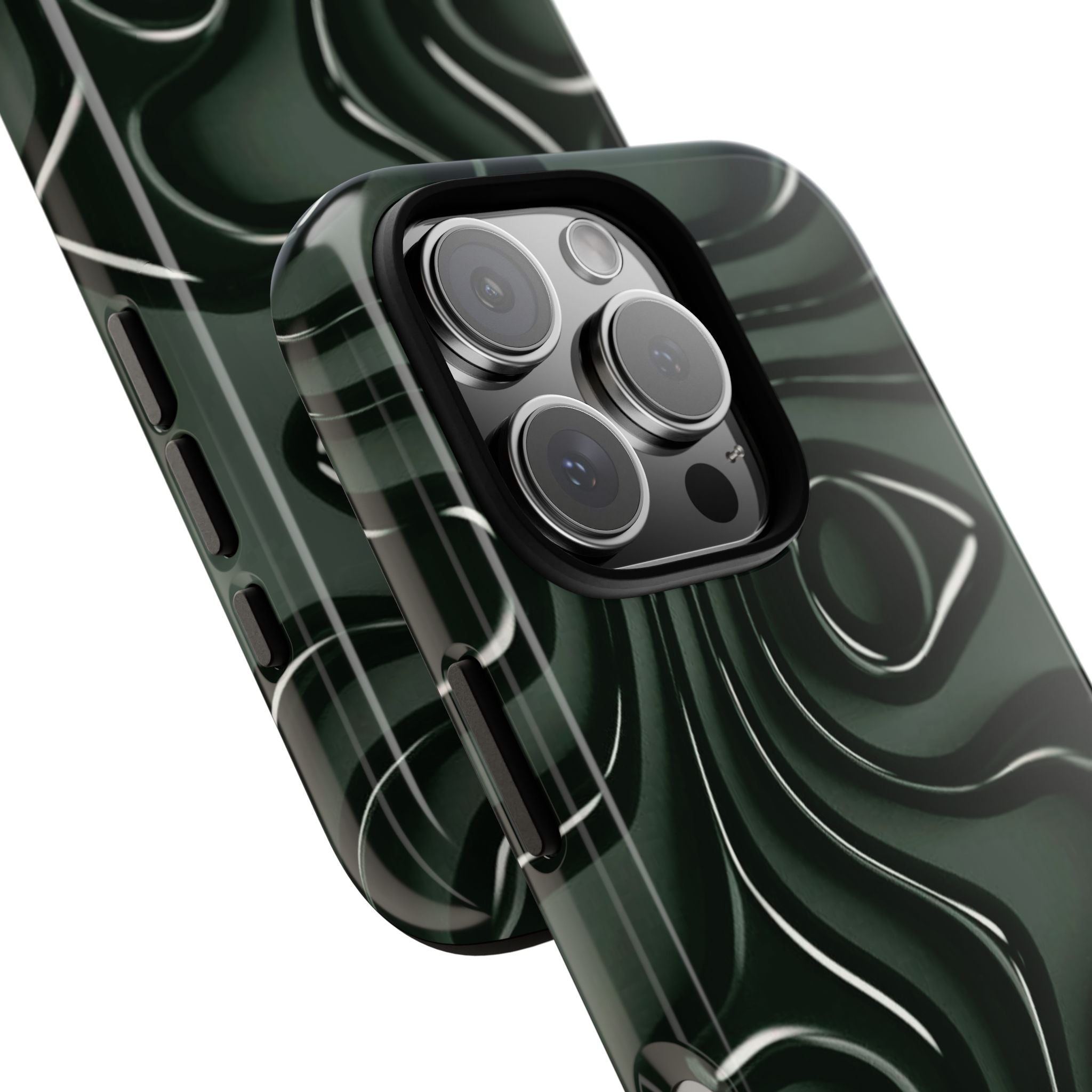 Dark Green Abstract Swirl Tough Phone Case