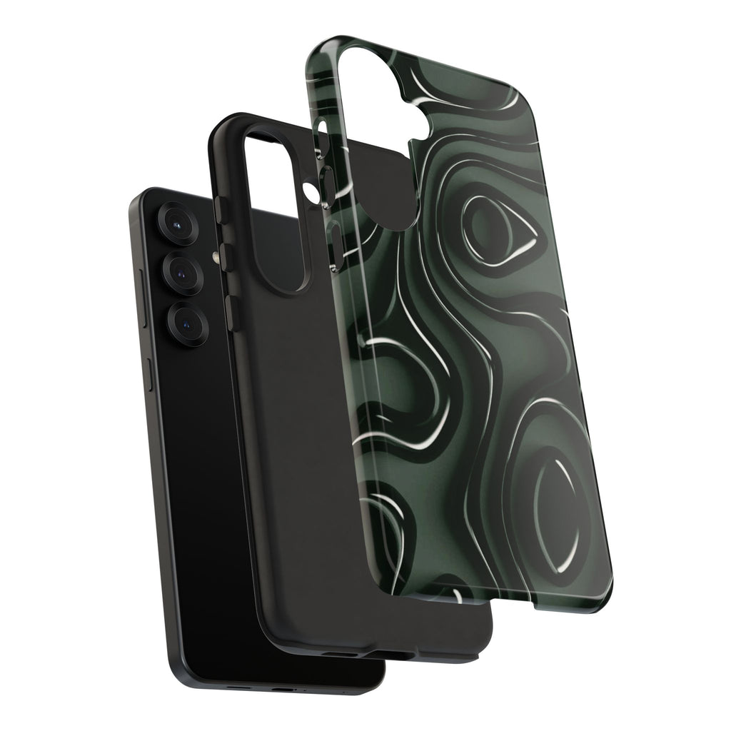 Dark Green Abstract Swirl Tough Phone Case