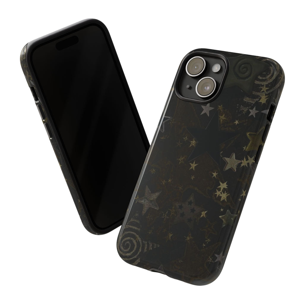 Black Starry iPhone Case – Protective Tough Case with Subtle Galaxy Pattern