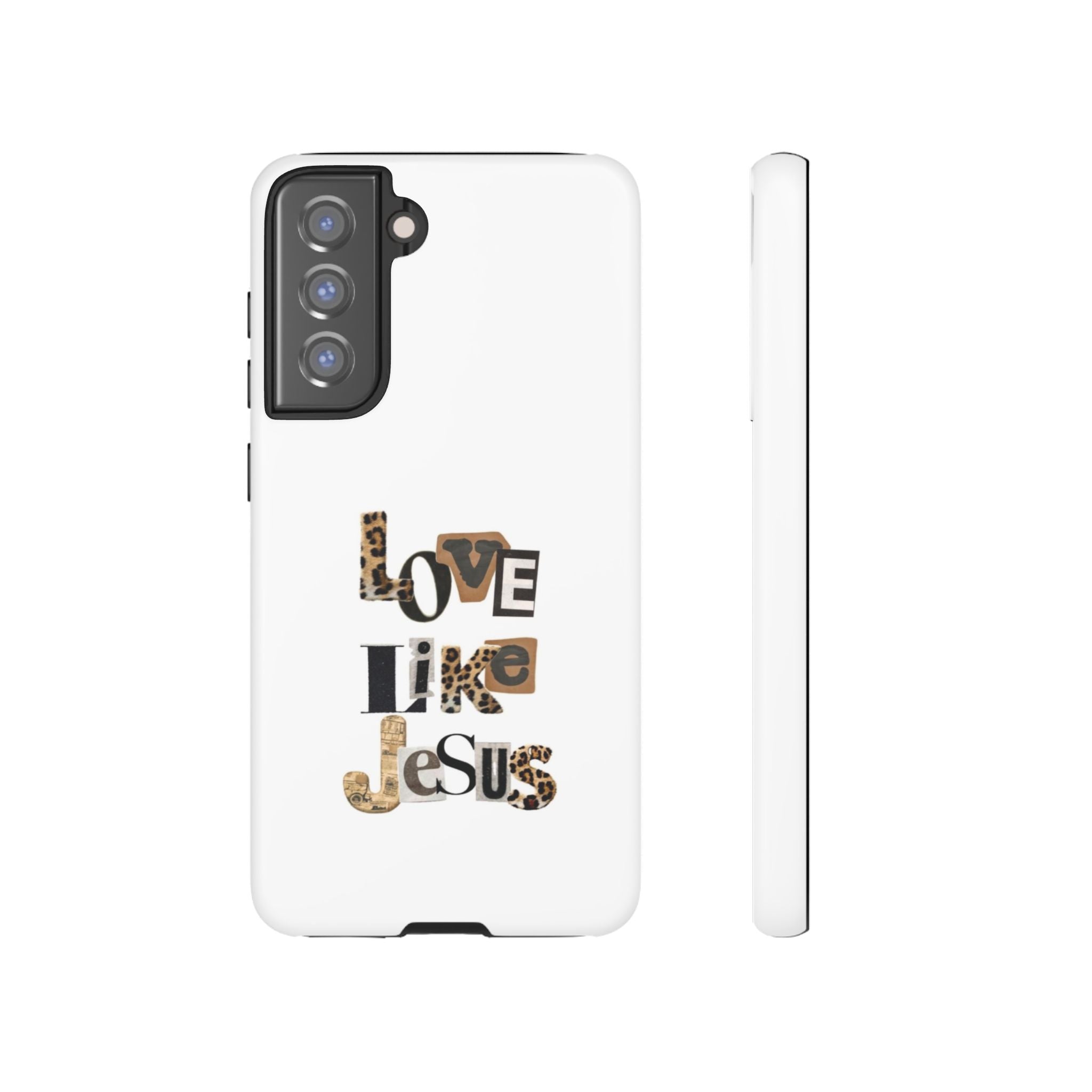 "Love Like Jesus" Leopard Print Christian Tough Phone Case