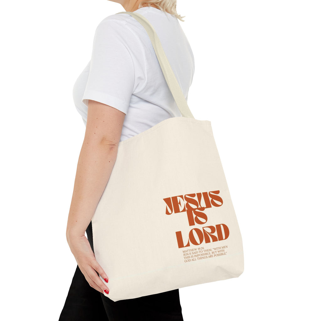 "Jesus Is Lord" Tote Bag — Faith-Based Christian Quote Everyday Tote