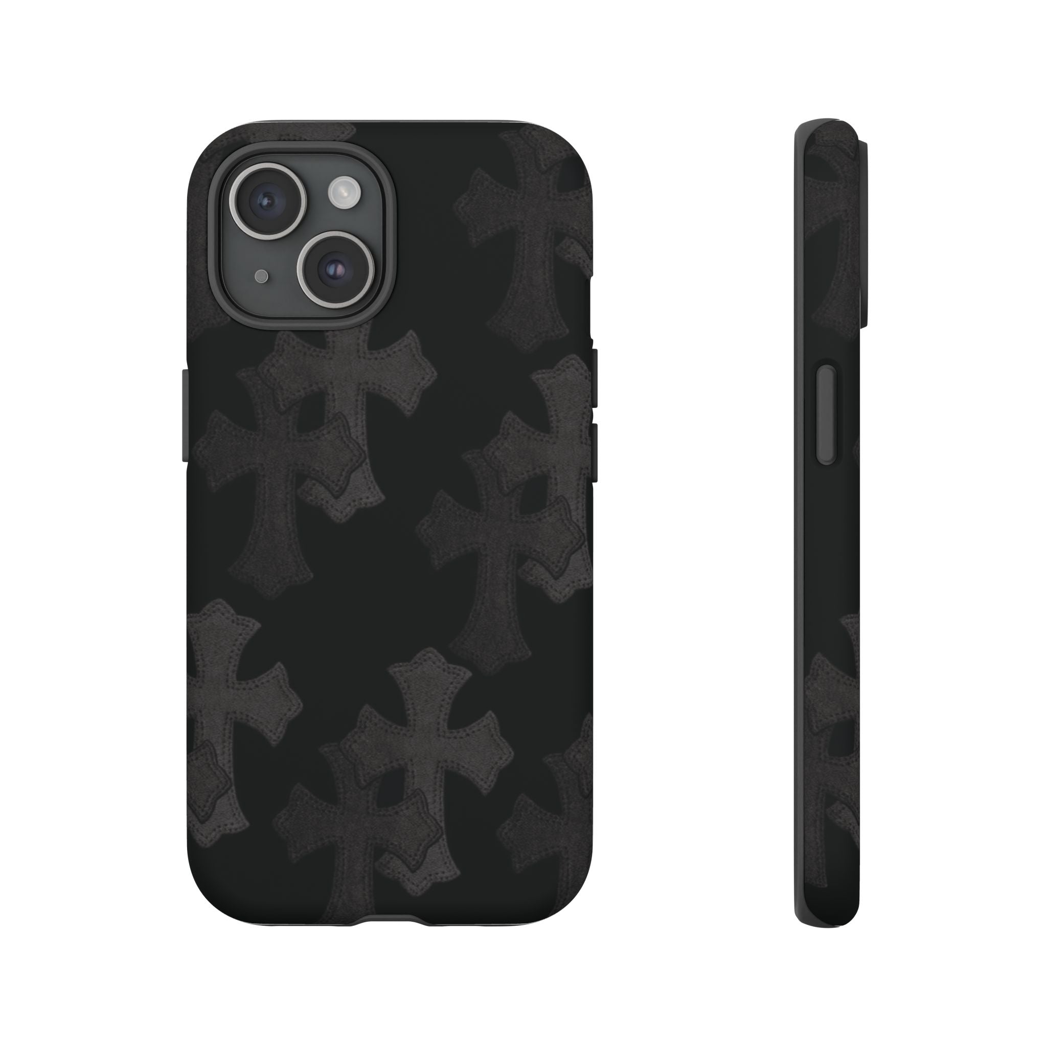 Black Cross Pattern Tough iPhone Case — Gothic Protective iPhone Cover