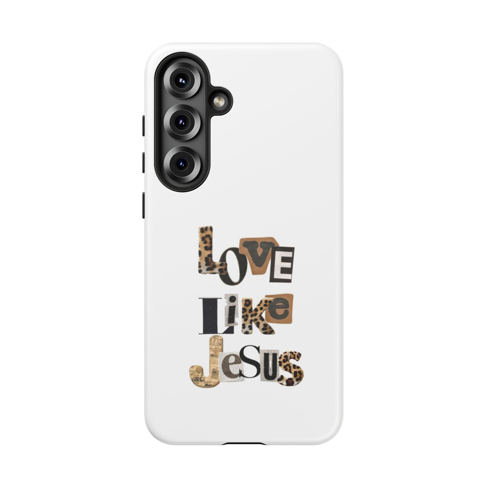 "Love Like Jesus" Leopard Print Christian Tough Phone Case