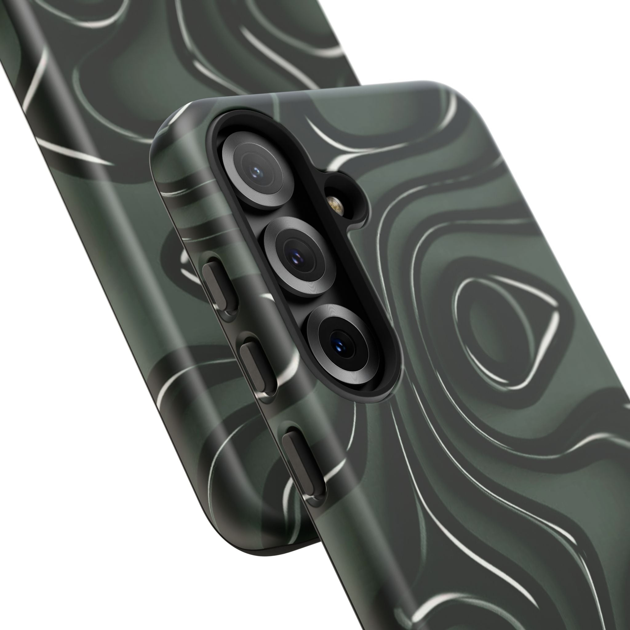 Dark Green Abstract Swirl Tough Phone Case