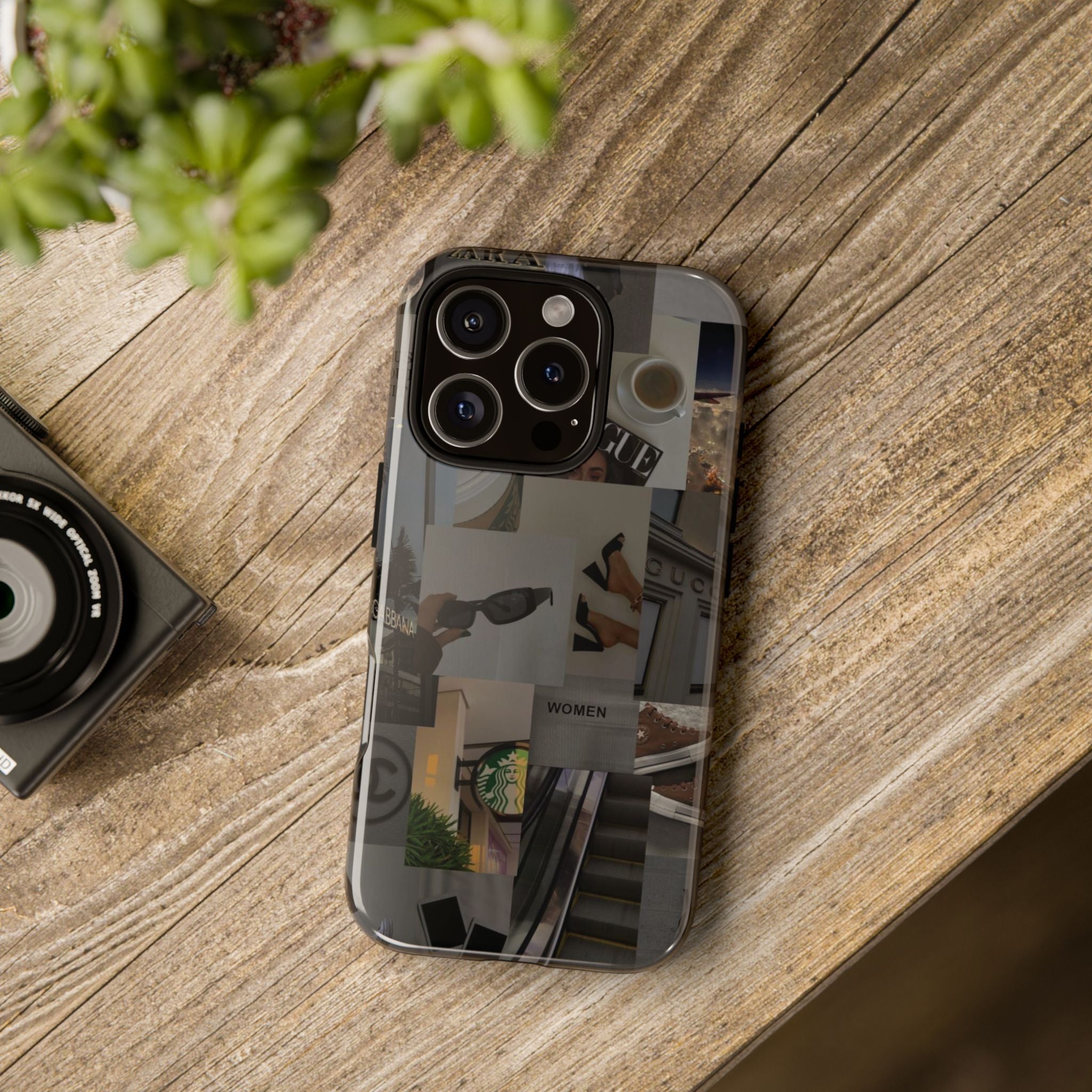 Collage Aesthetic Tough iPhone Case — Chic Cafe & Fashion Mood Board