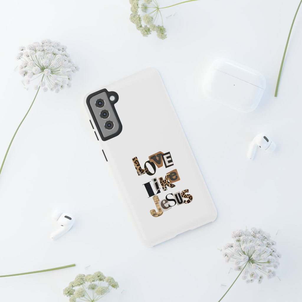 "Love Like Jesus" Leopard Print Christian Tough Phone Case