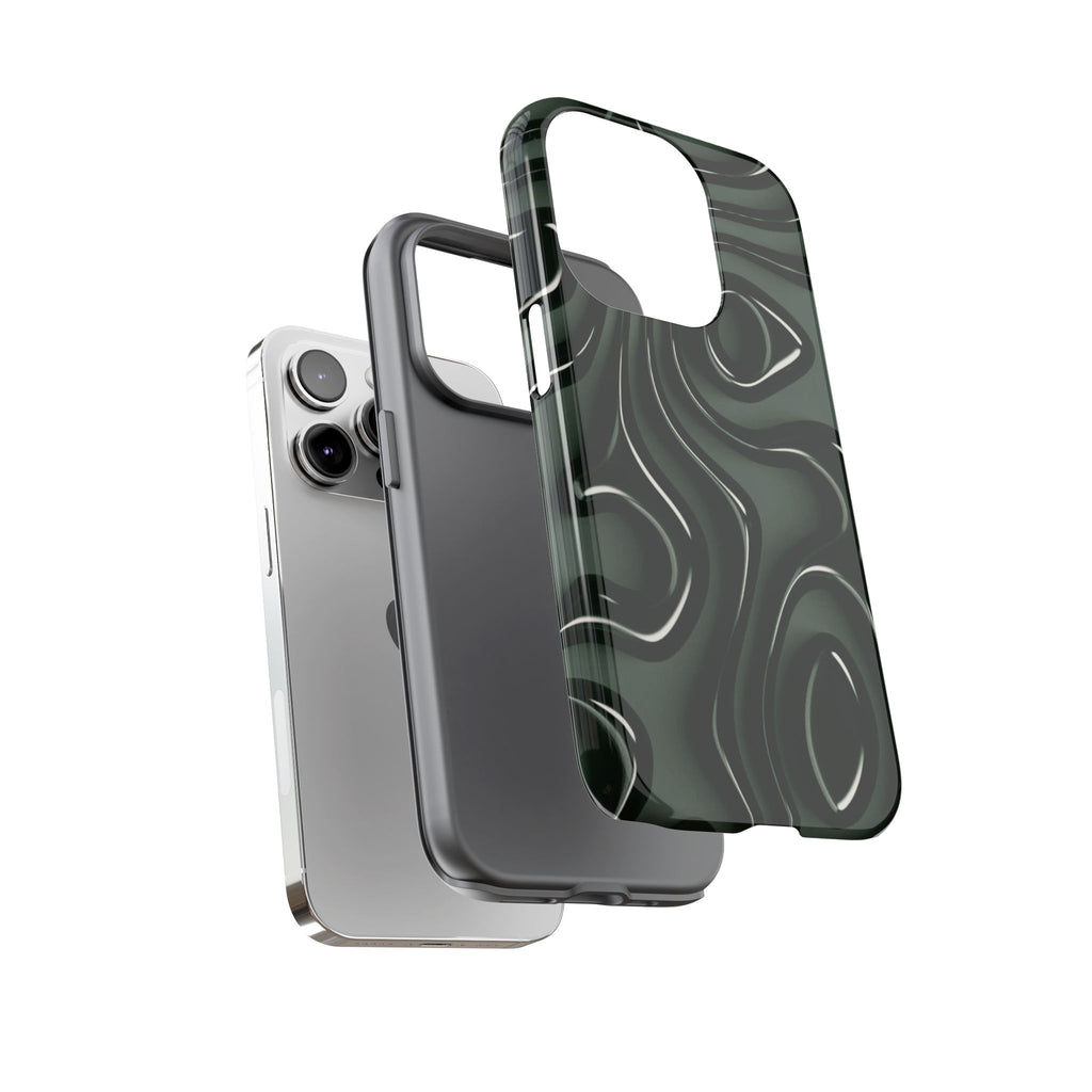 Dark Green Abstract Swirl Tough Phone Case