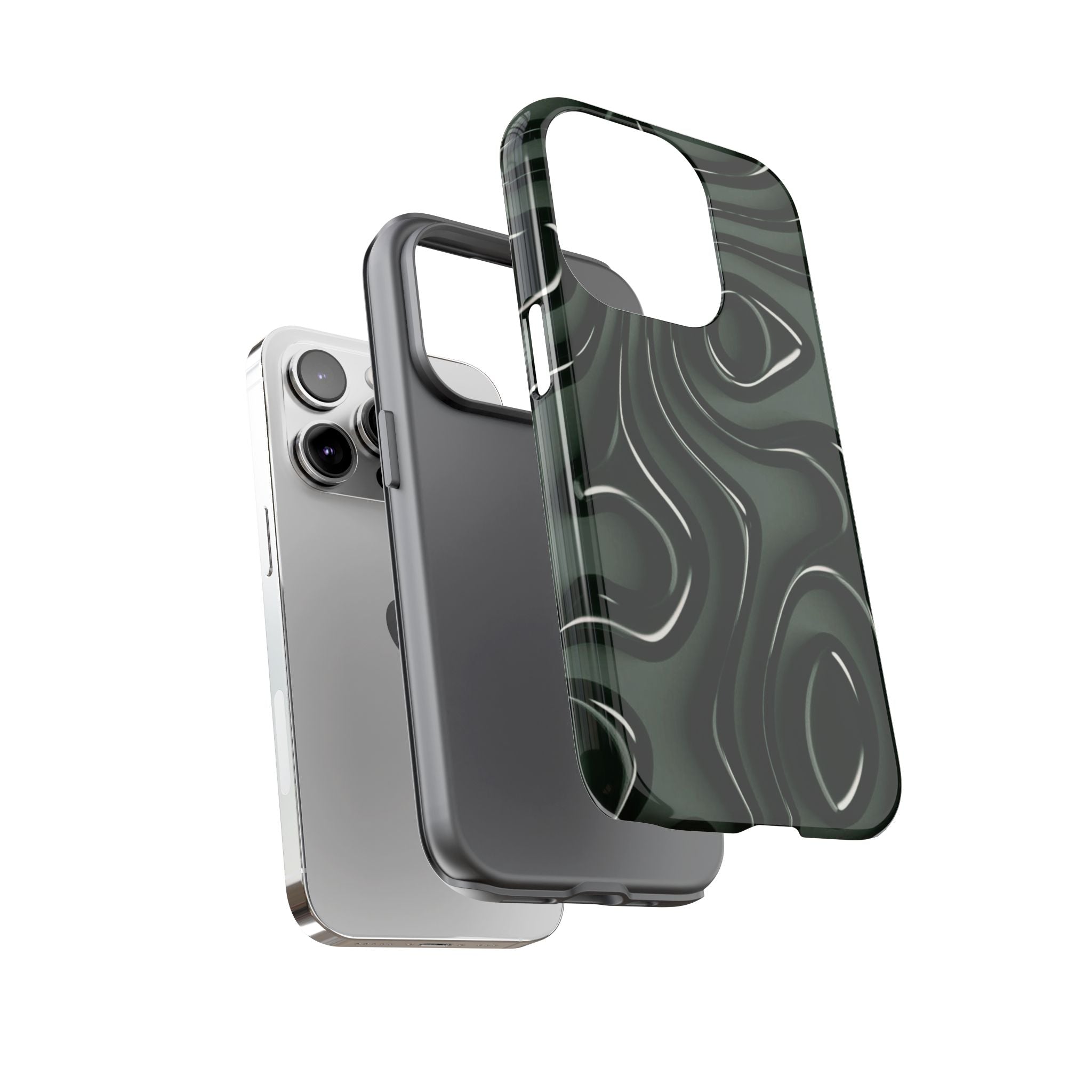 Dark Green Abstract Swirl Tough Phone Case