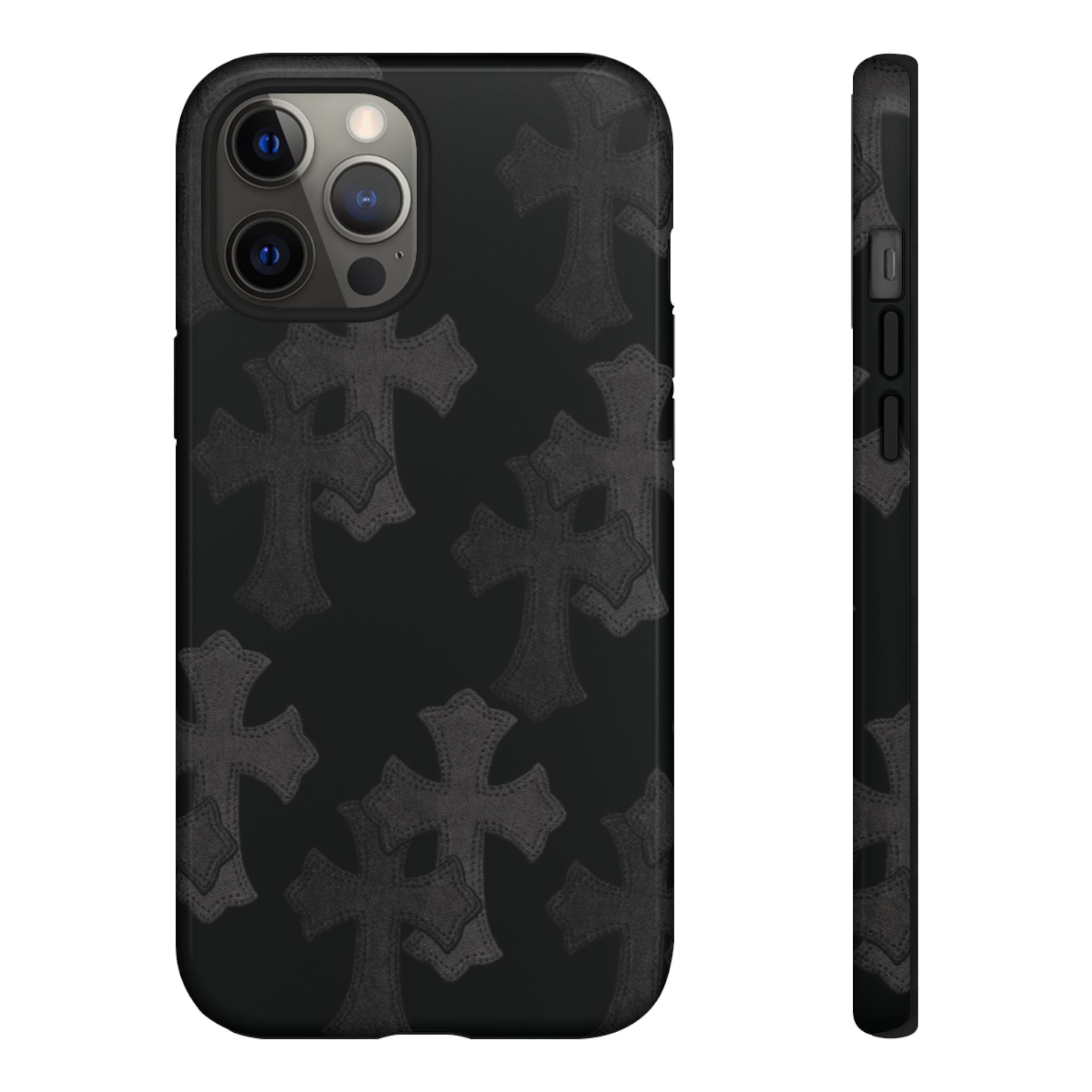 Black Cross Pattern Tough iPhone Case — Gothic Protective iPhone Cover