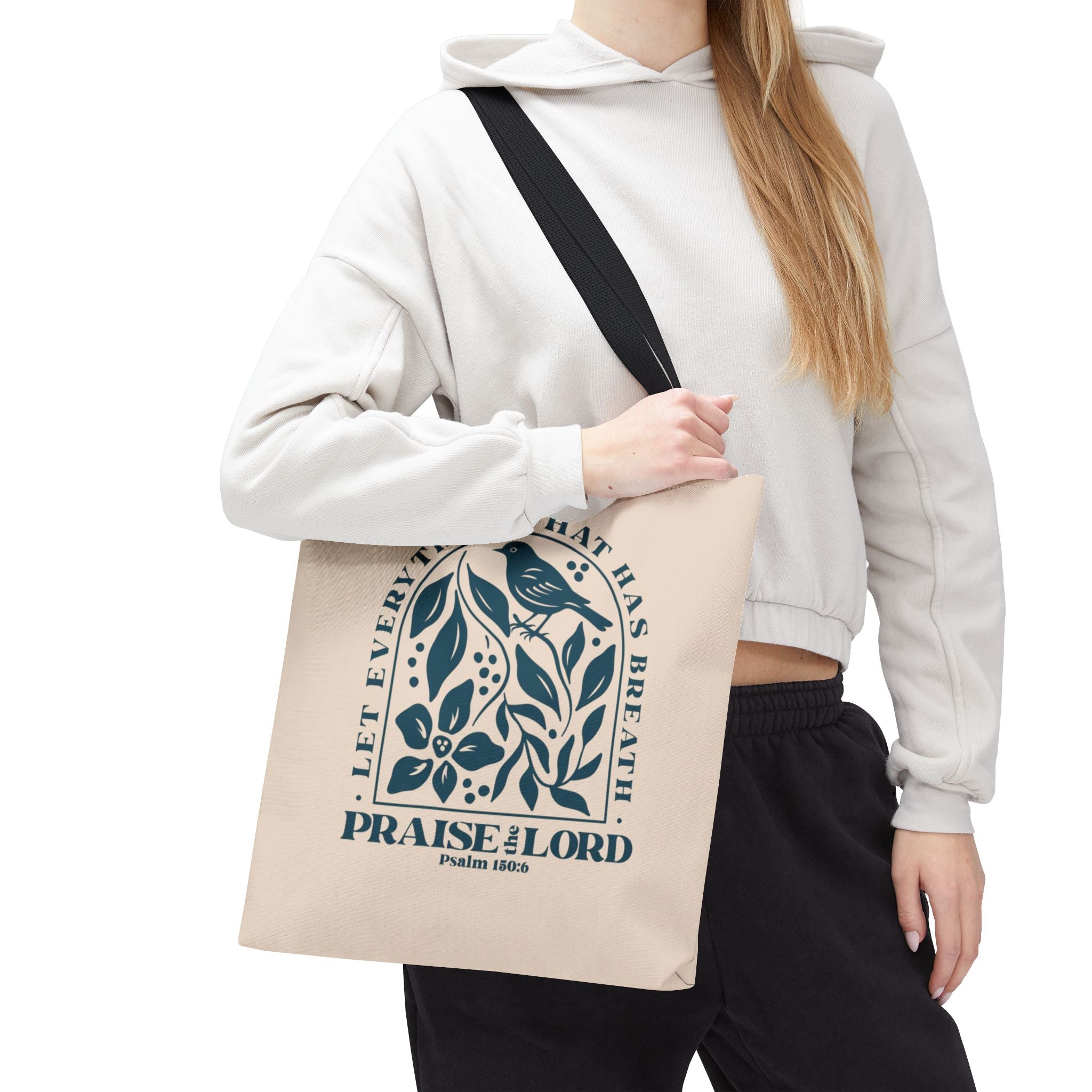 "Praise the Lord" Floral Psalm 150:6 Tote Bag