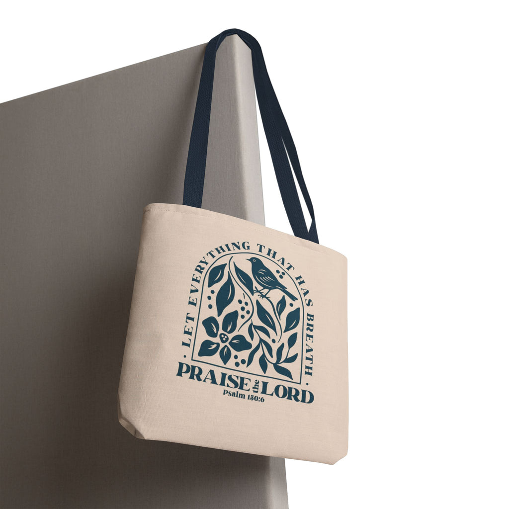 "Praise the Lord" Floral Psalm 150:6 Tote Bag