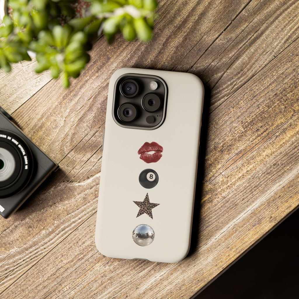 Kiss 8-Ball Star iPhone Case – Trendy Minimalist Protective Cover