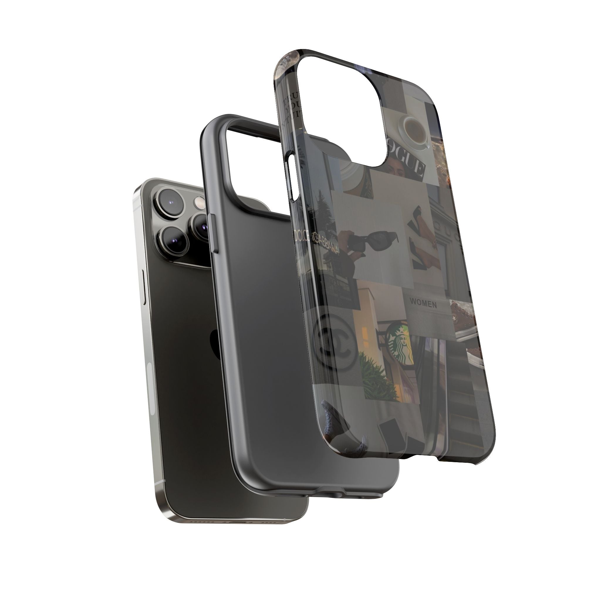 Collage Aesthetic Tough iPhone Case — Chic Cafe & Fashion Mood Board