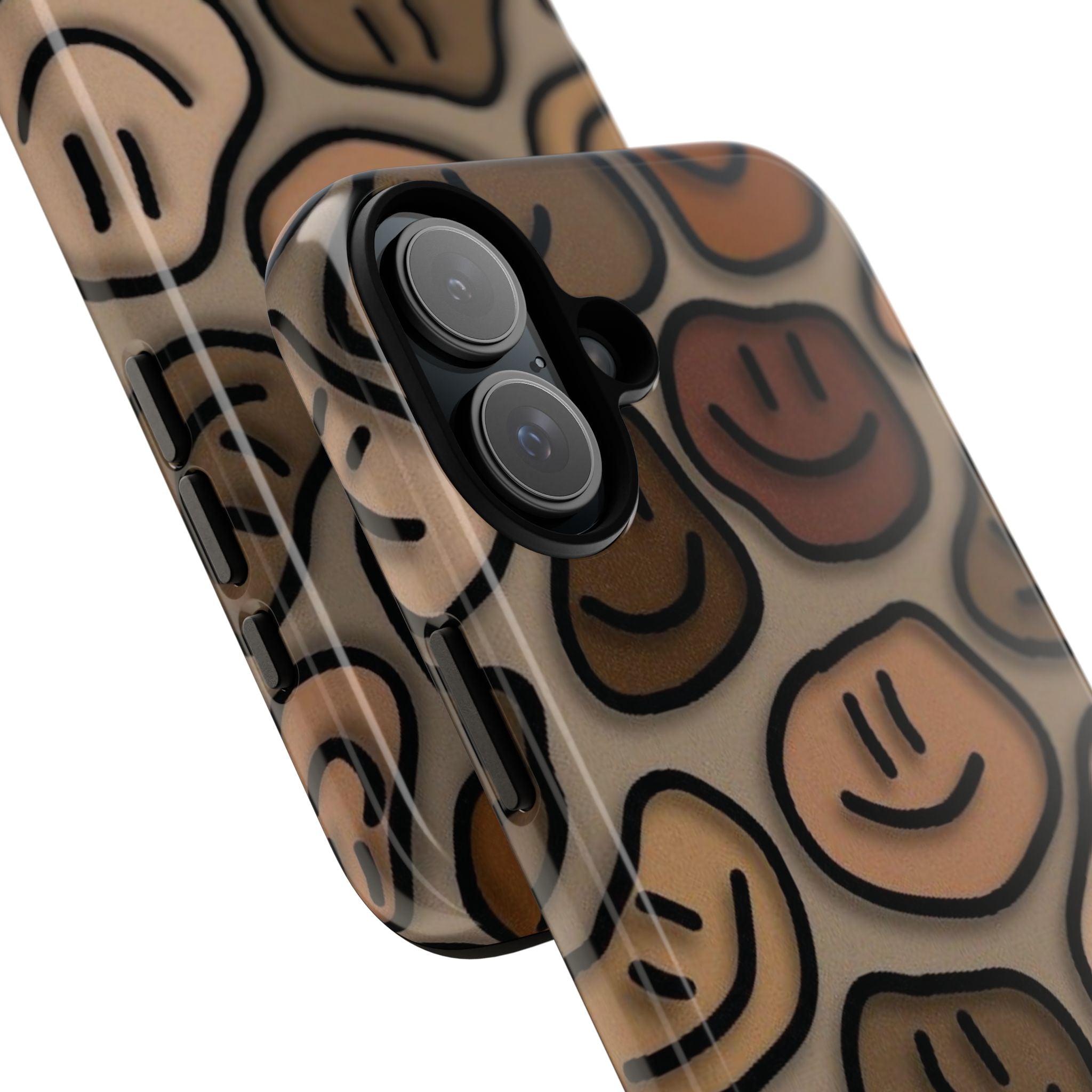 Smiley Faces iPhone Case — Neutral Brown Diverse Smiles Protective Cover