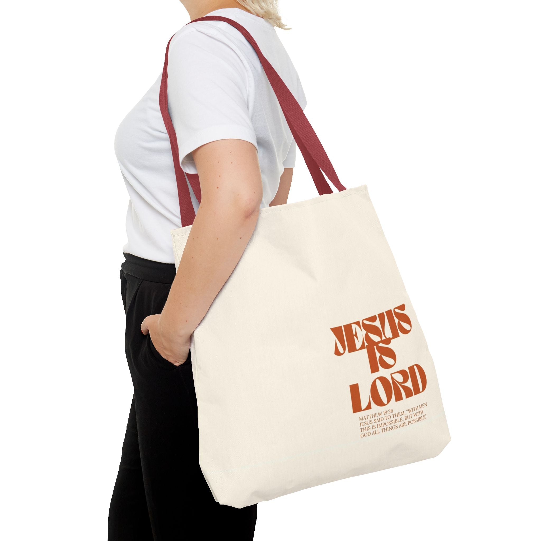 "Jesus Is Lord" Tote Bag — Faith-Based Christian Quote Everyday Tote