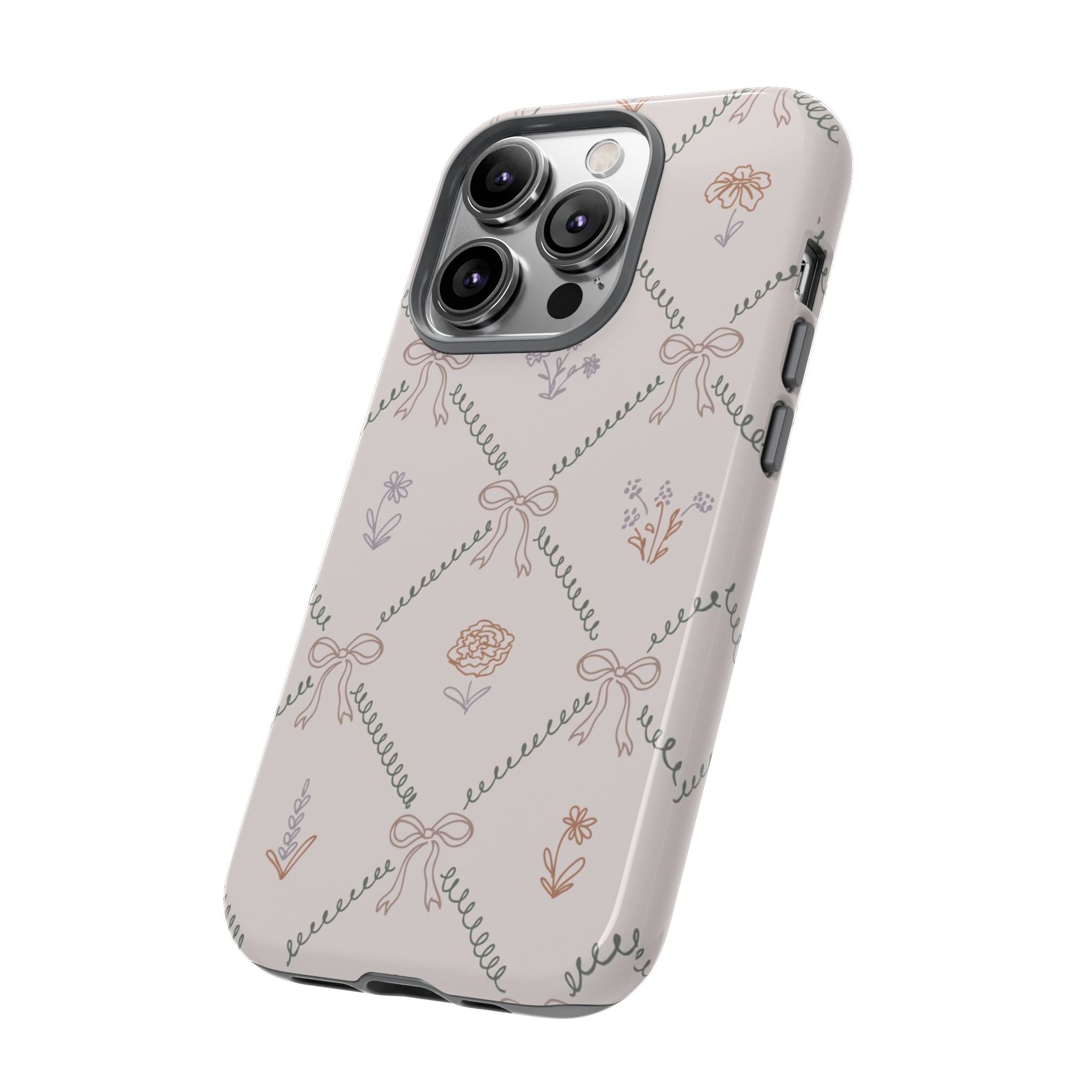 Floral Bow Pattern Tough iPhone Case