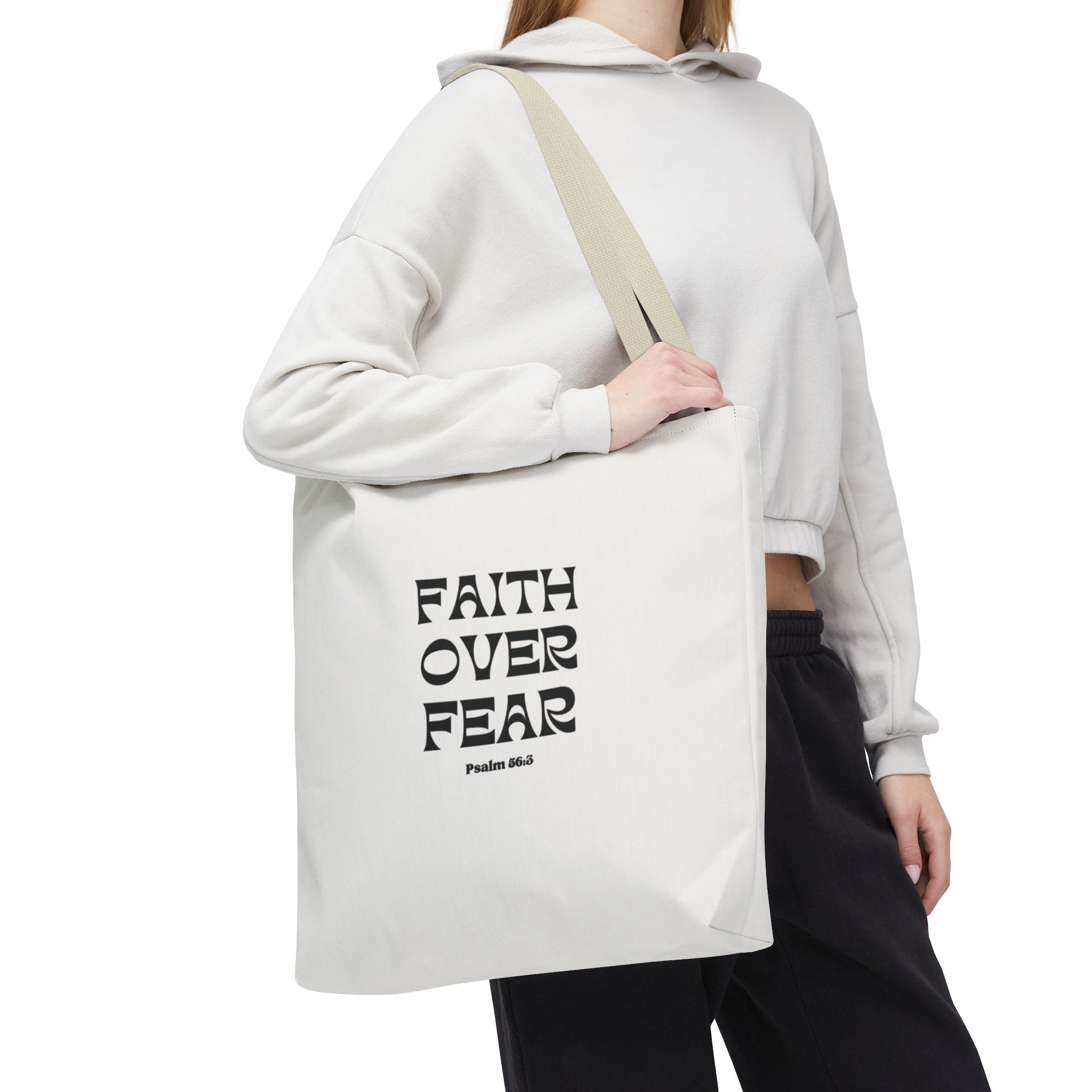 Faith Over Fear Tote Bag — Christian Inspirational Scripture Bag (Psalm 56:3)