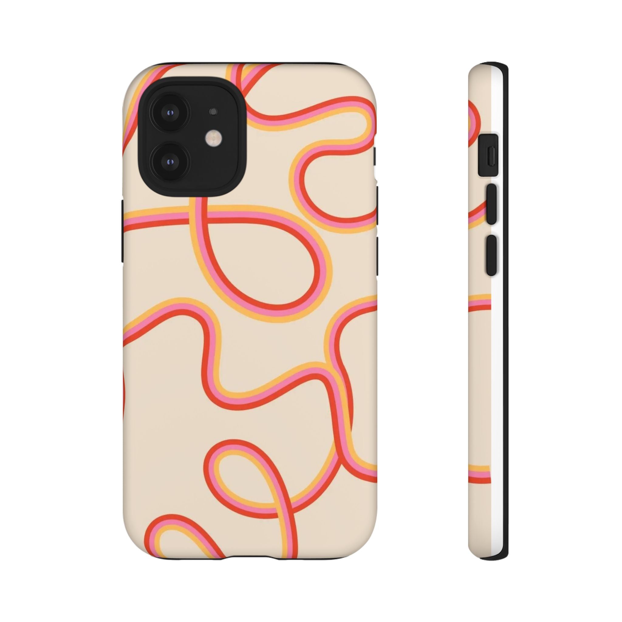 Retro Loop Pattern iPhone Case – Peach & Sunset Abstract Tough Case