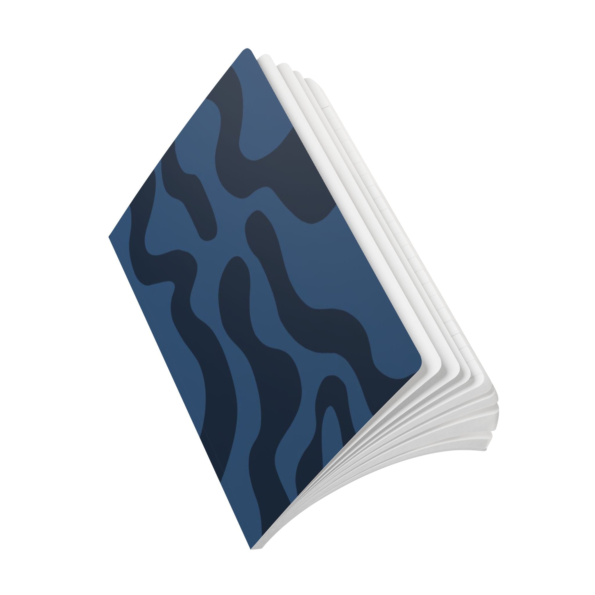 Blue Abstract Pattern Softcover Journal — Navy Scribble Notebook with Inside Prints