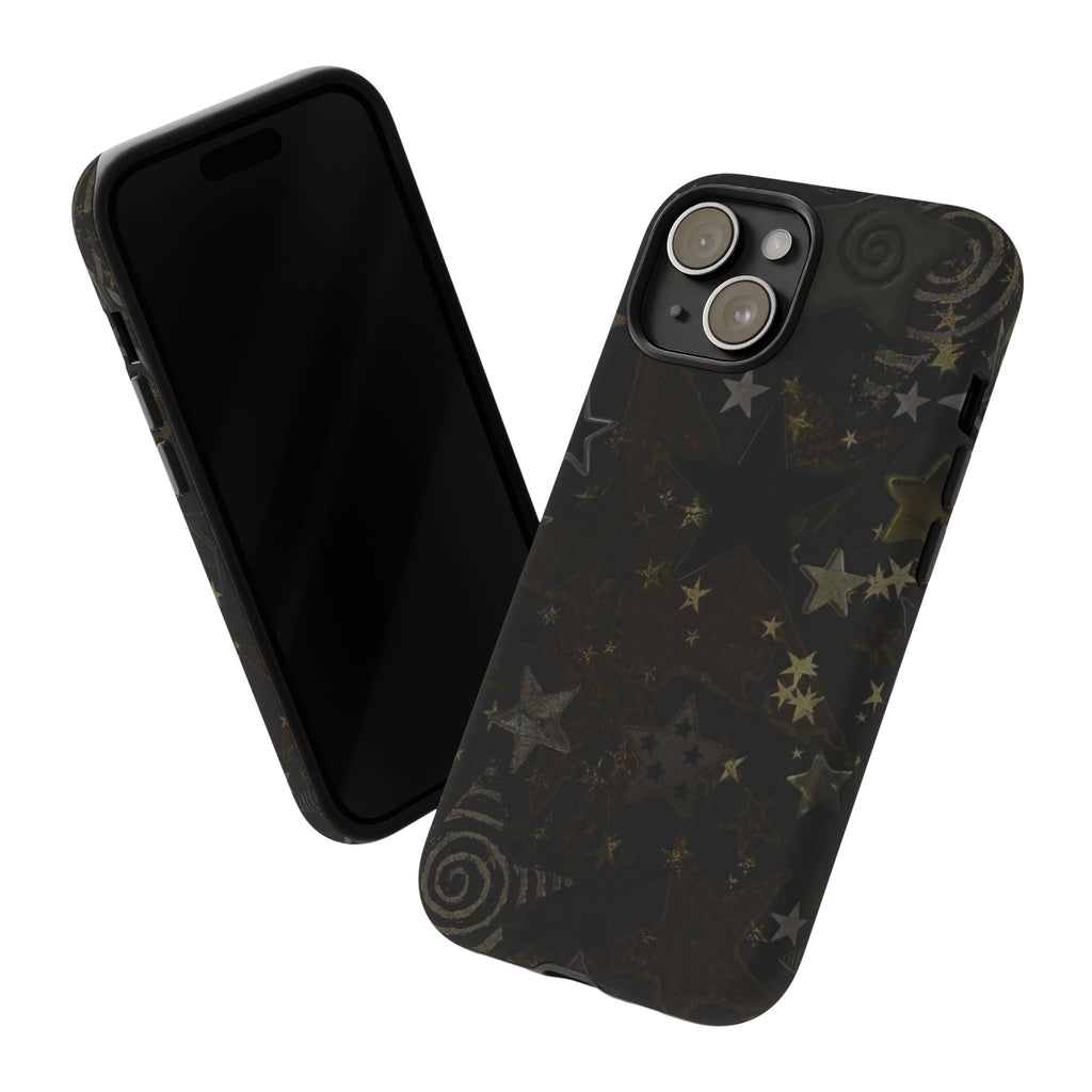 Black Starry iPhone Case – Protective Tough Case with Subtle Galaxy Pattern