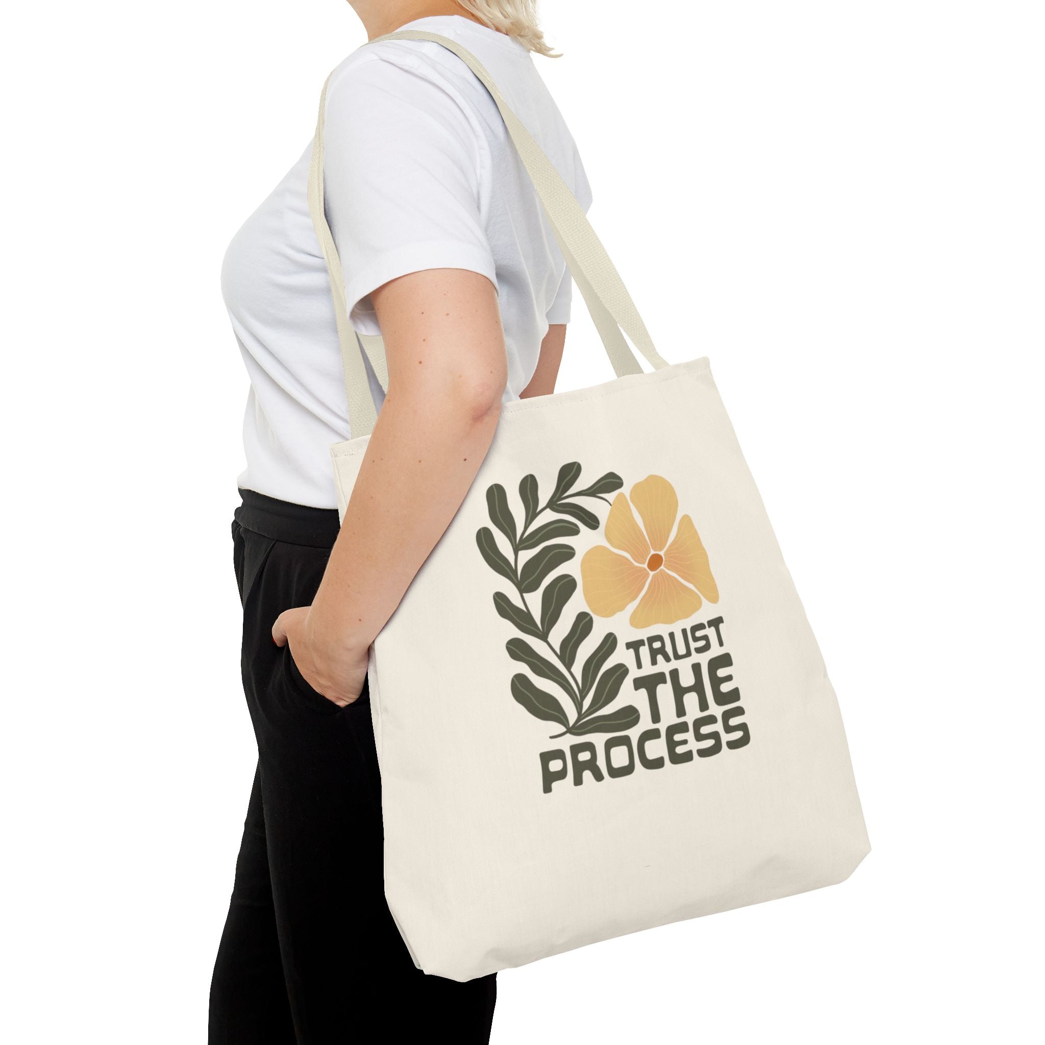 Trust The Process Floral Tote Bag — Inspirational Canvas Shopper