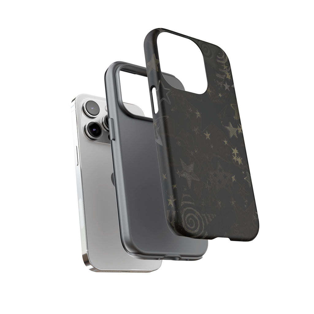 Black Starry iPhone Case – Protective Tough Case with Subtle Galaxy Pattern