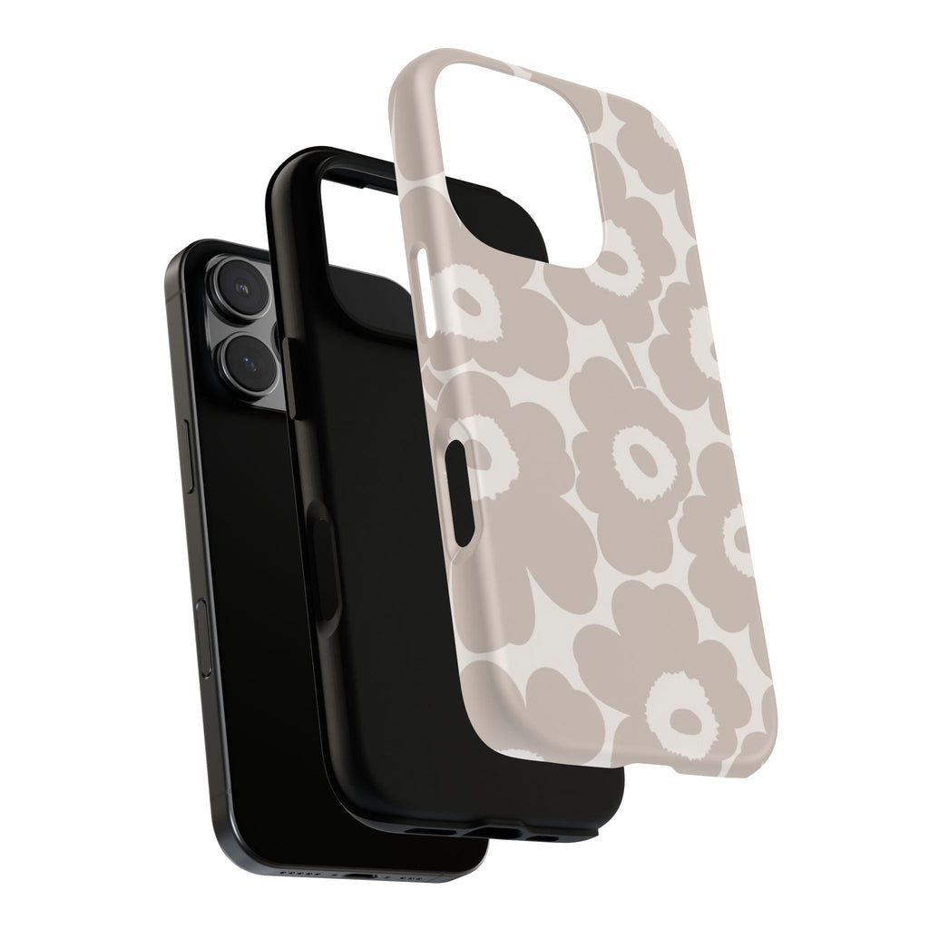 Floral Tough iPhone Case — Neutral Beige Poppy Protective Cover