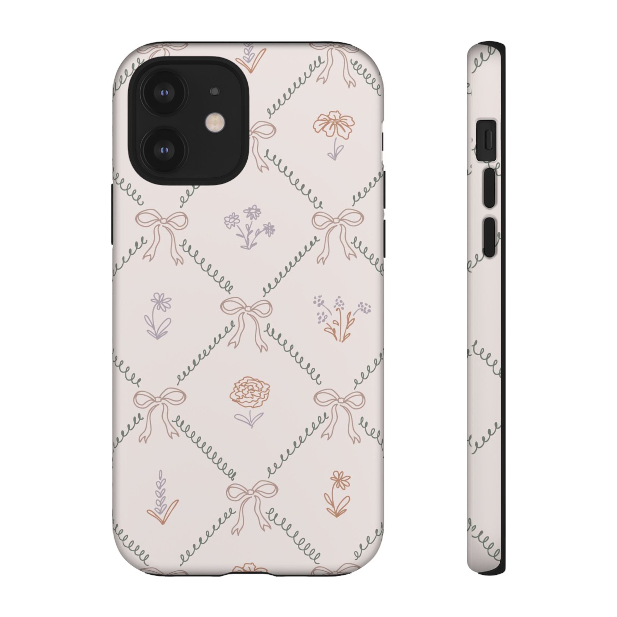 Floral Bow Pattern Tough iPhone Case