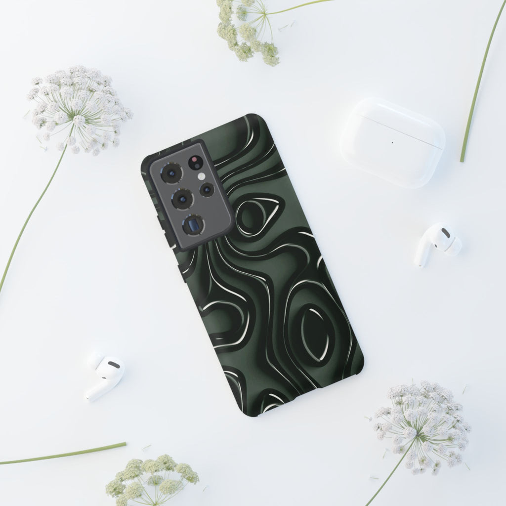 Dark Green Abstract Swirl Tough Phone Case