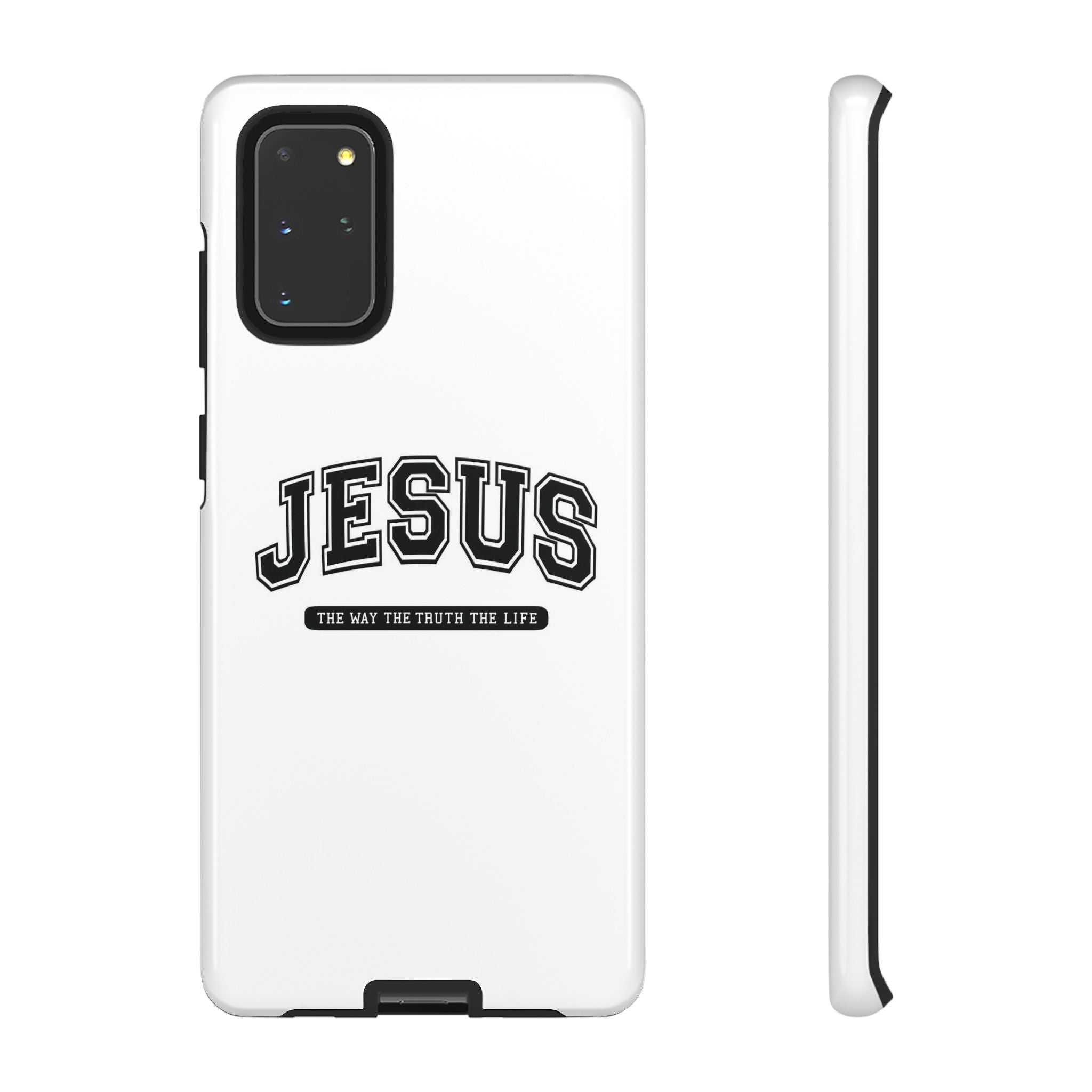 Jesus varsity phone case — 'Jesus: The Way The Truth The Life' tough protective cover