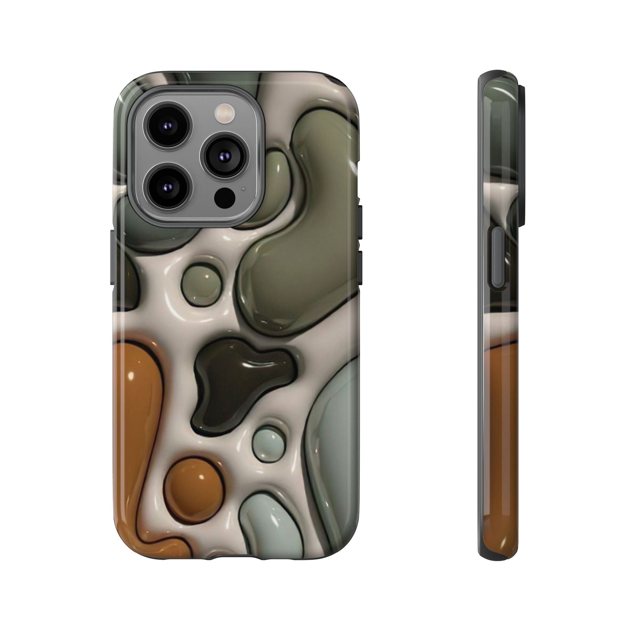 Abstract Pebble Pattern iPhone Case — Modern Organic Camouflage Tough Case