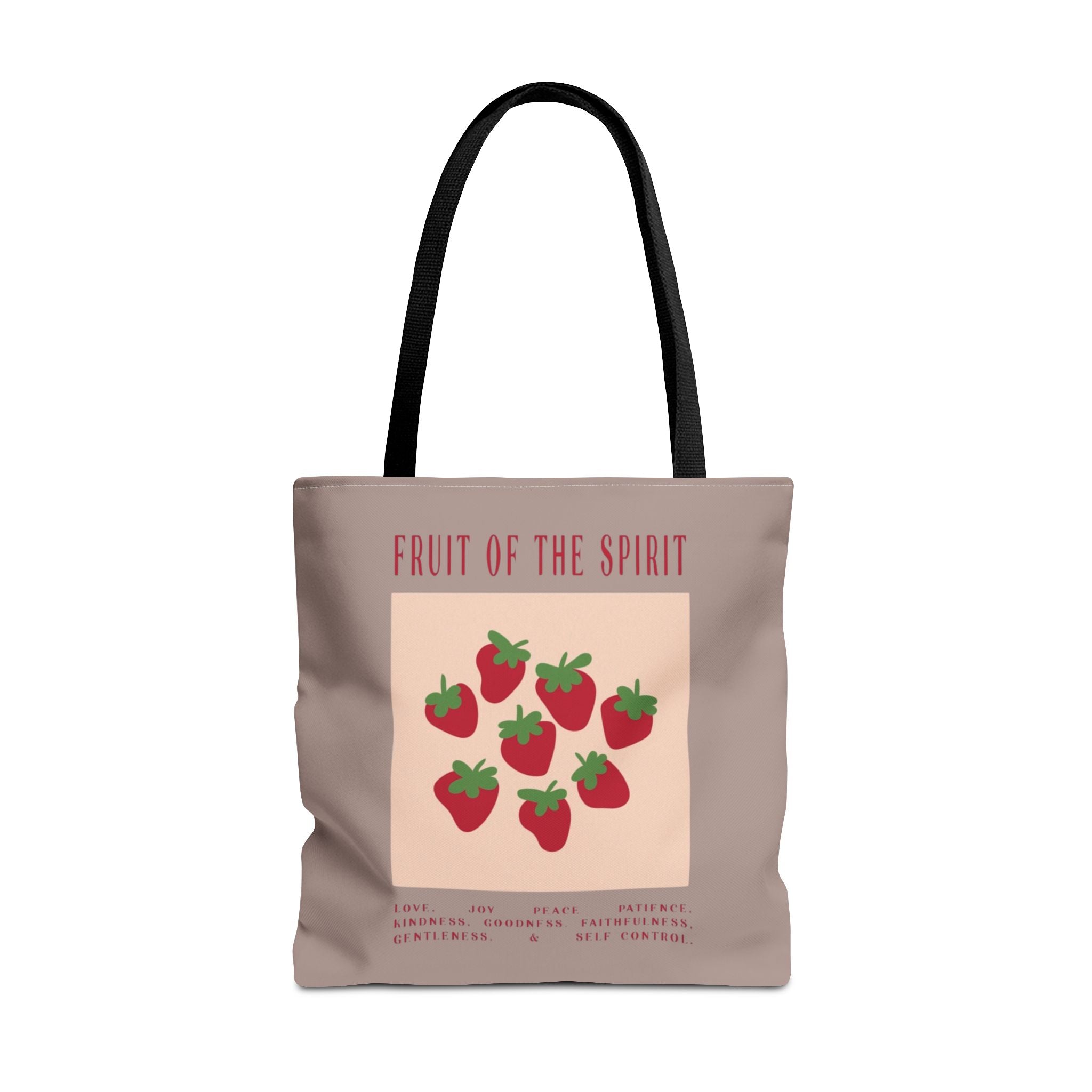 Fruit of the Spirit Strawberry Tote Bag — Christian Inspirational AOP Market Tote