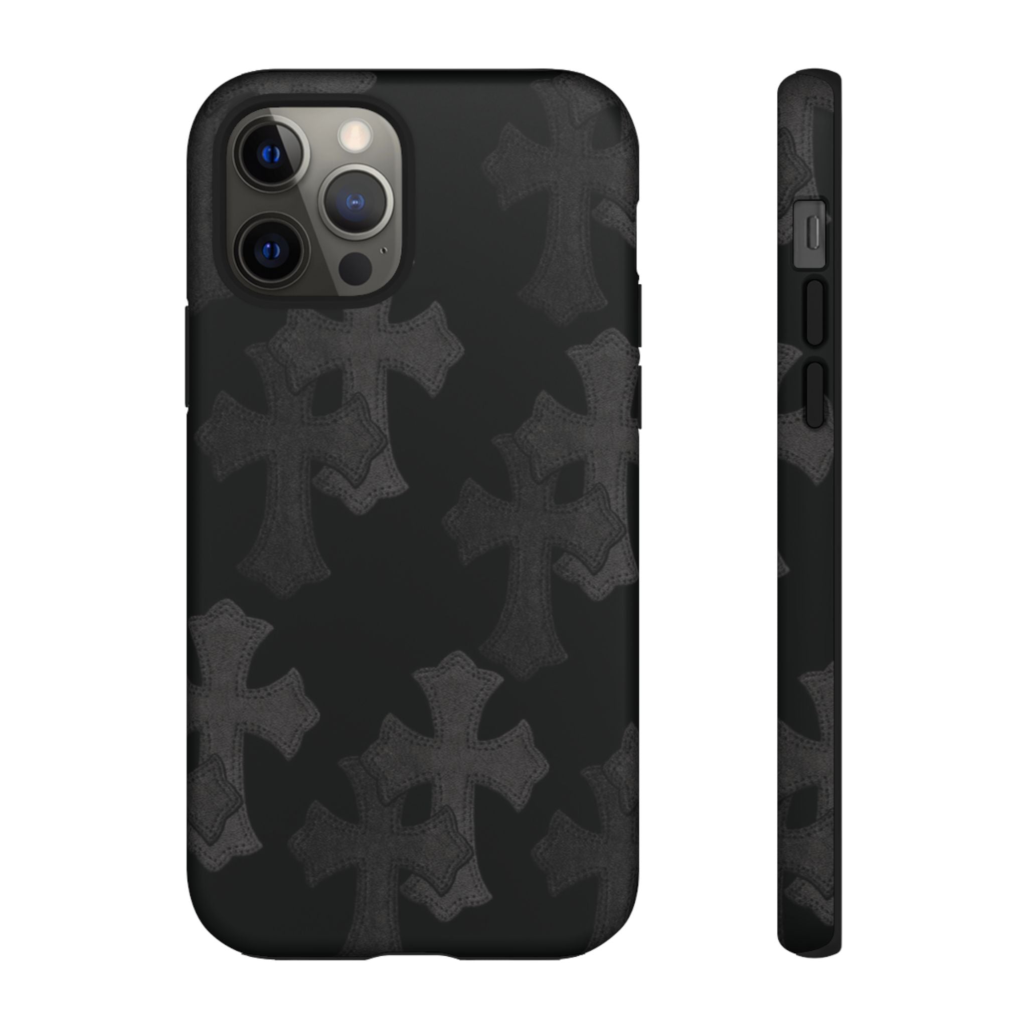 Black Cross Pattern Tough iPhone Case — Gothic Protective iPhone Cover