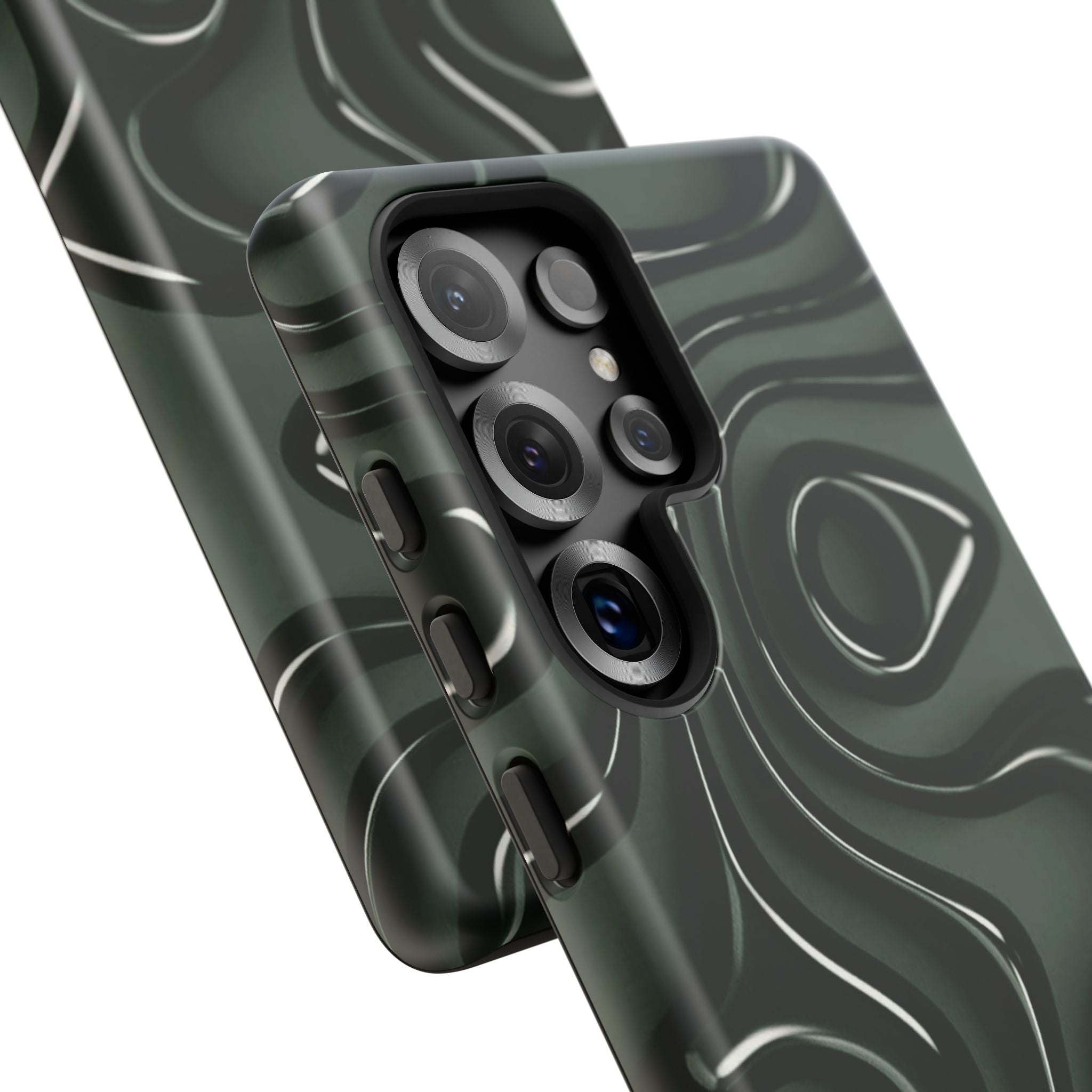 Dark Green Abstract Swirl Tough Phone Case