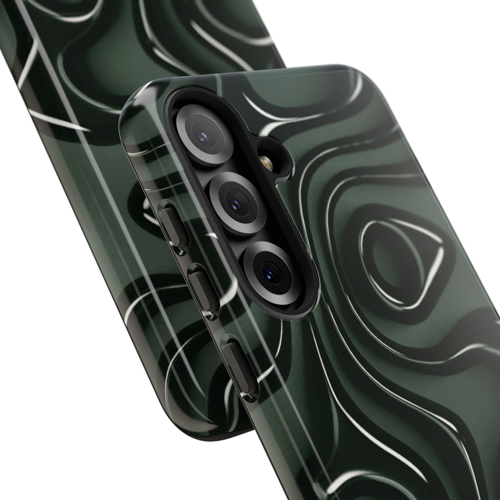 Dark Green Abstract Swirl Tough Phone Case
