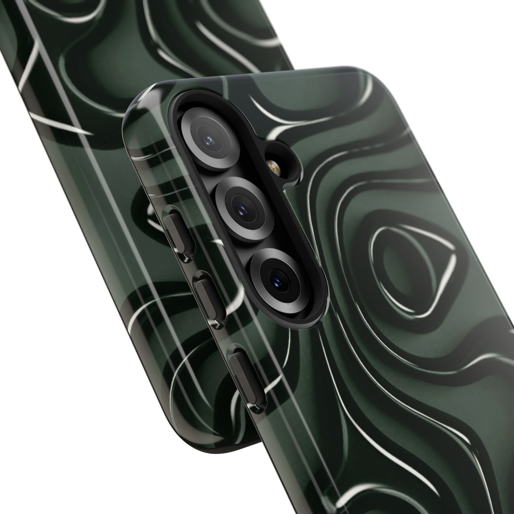 Dark Green Abstract Swirl Tough Phone Case