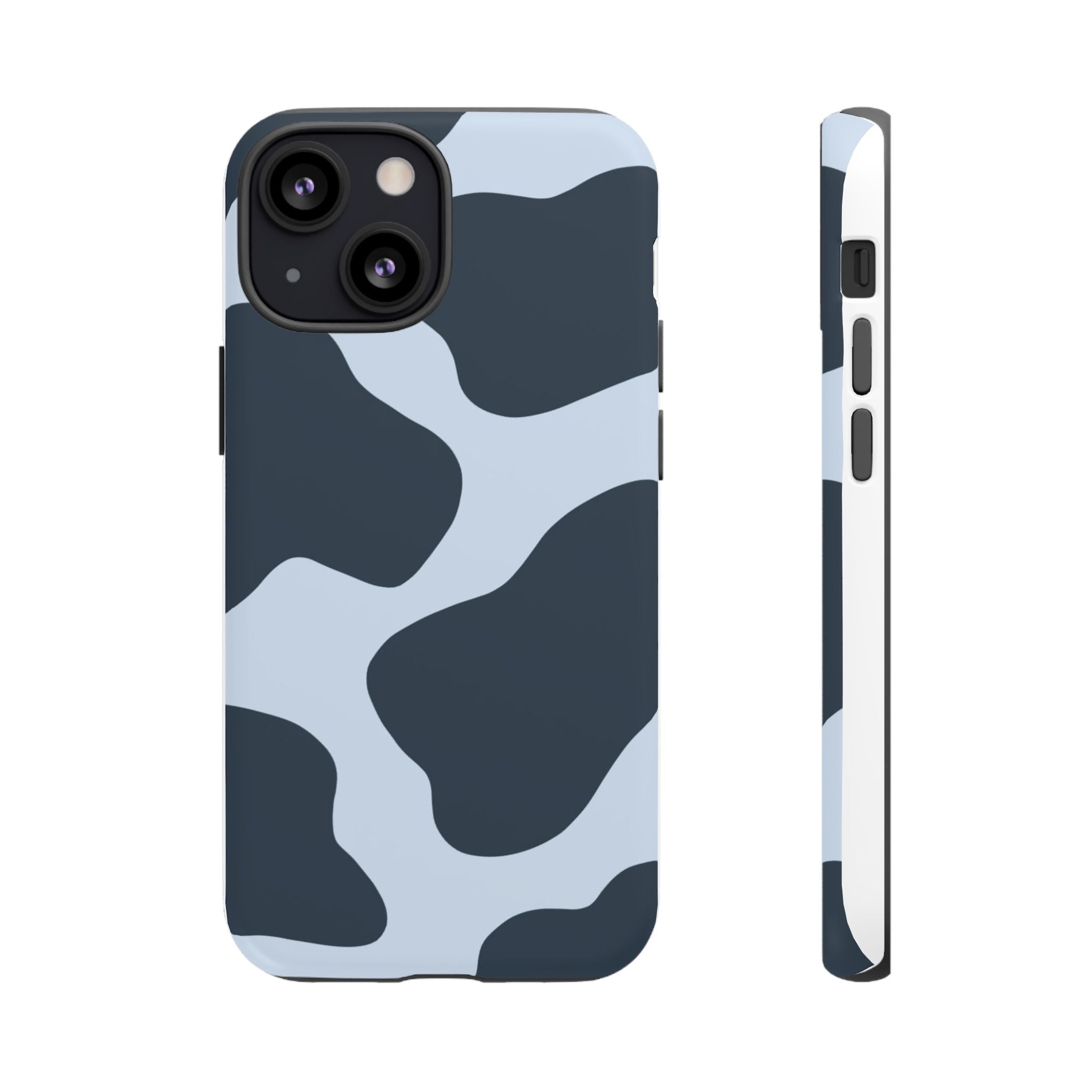 Cow Print Tough iPhone Case — Blue Black Abstract Pattern