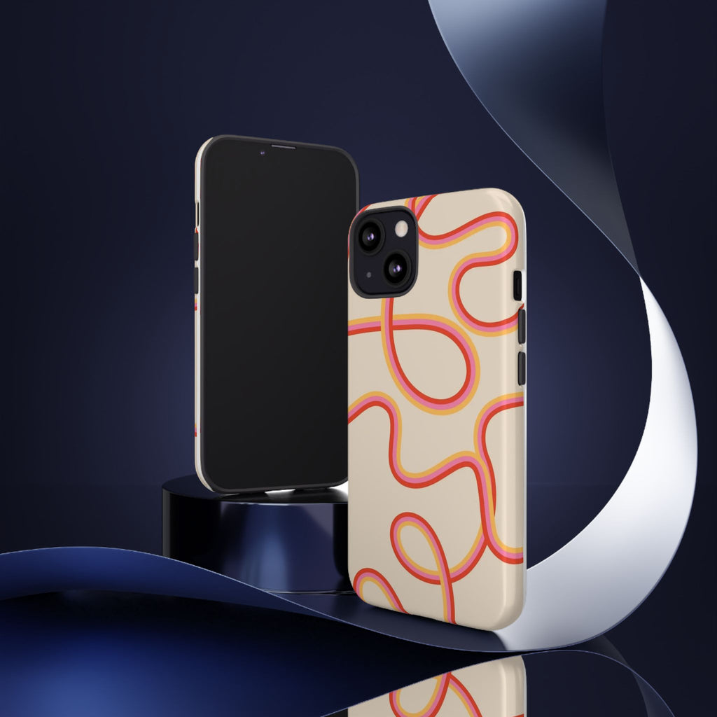 Retro Loop Pattern iPhone Case – Peach & Sunset Abstract Tough Case