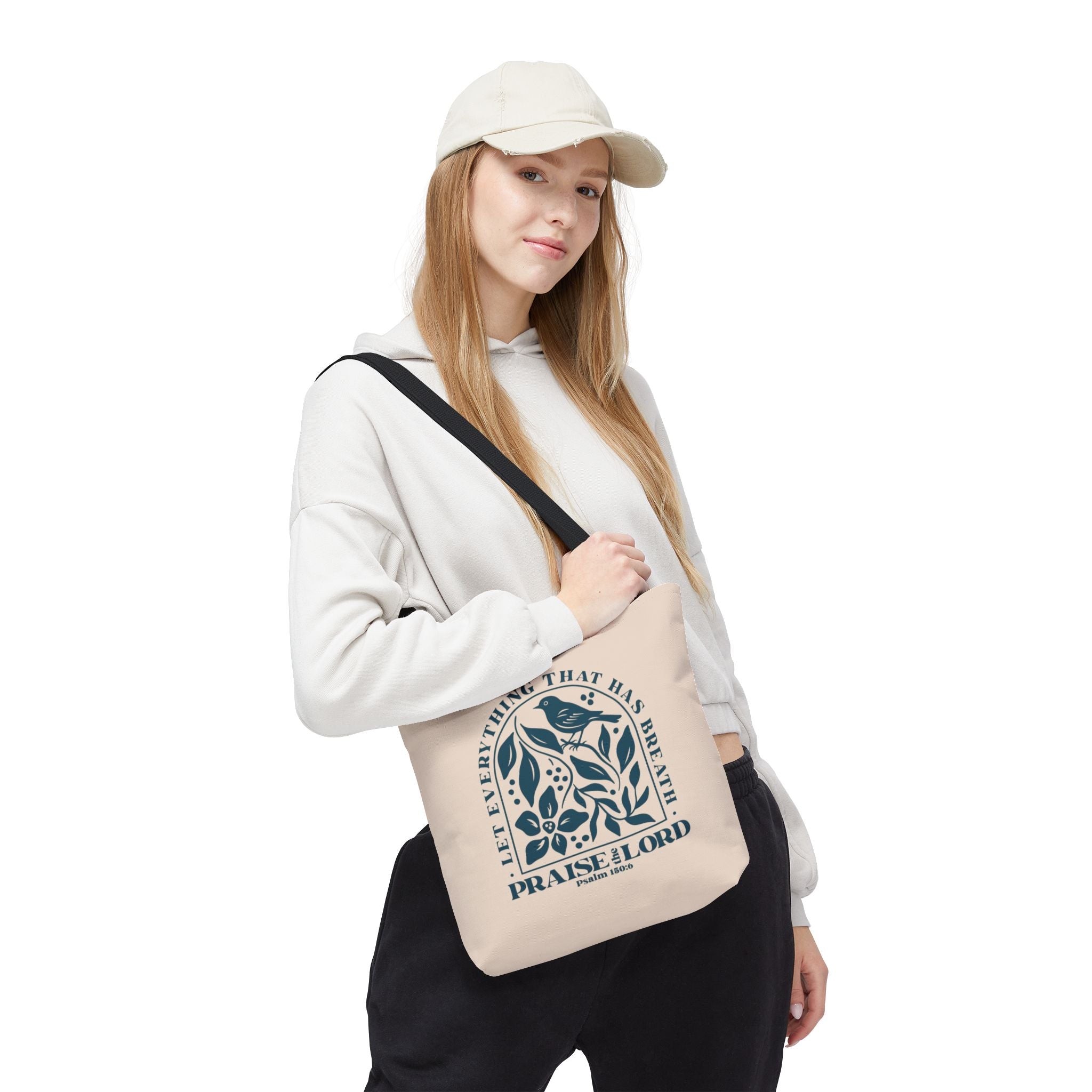 "Praise the Lord" Floral Psalm 150:6 Tote Bag