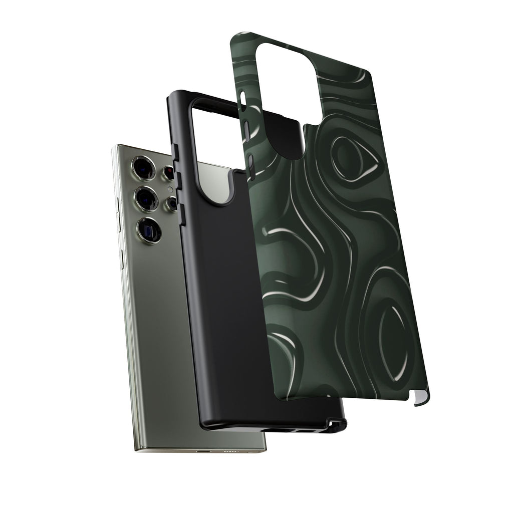 Dark Green Abstract Swirl Tough Phone Case