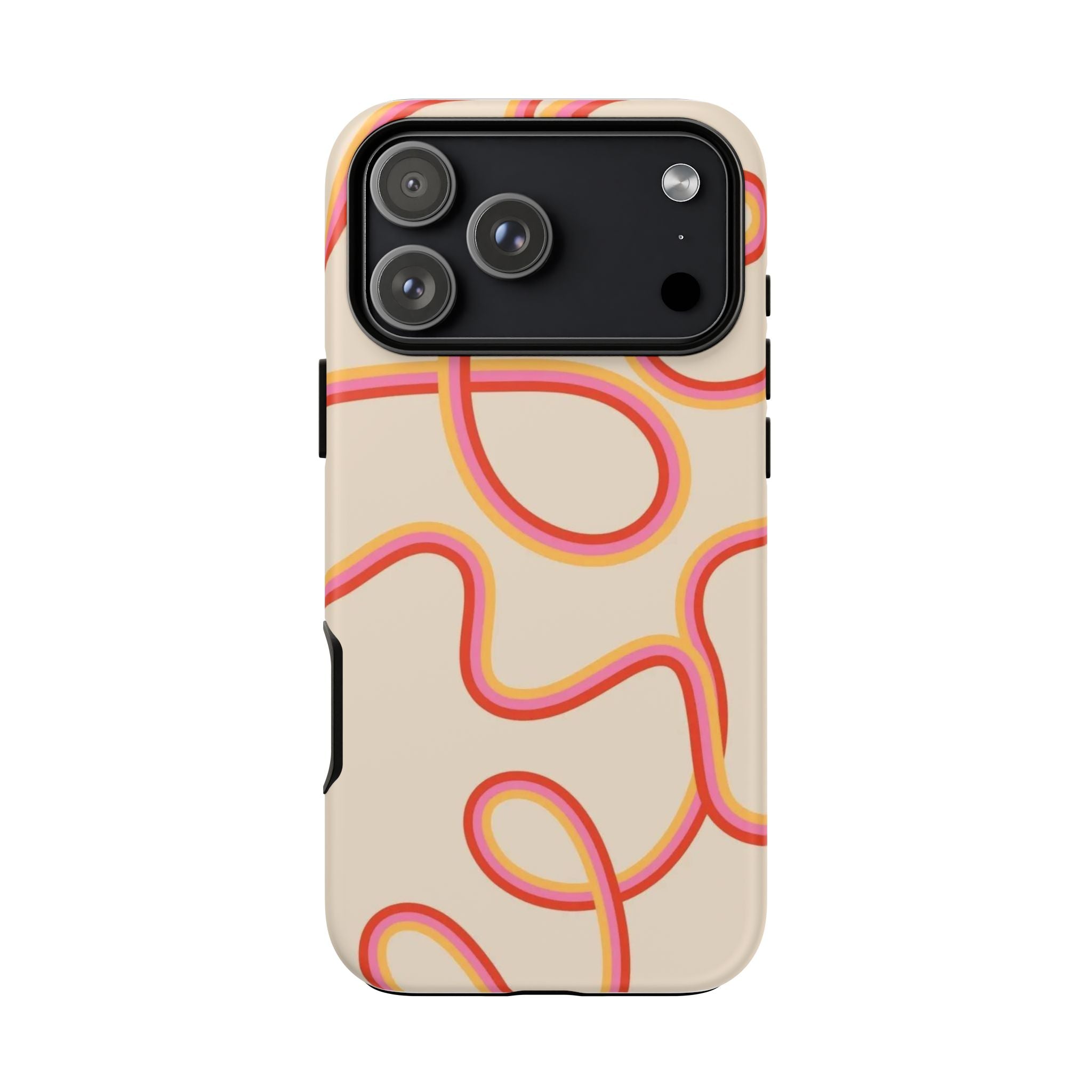 Retro Loop Pattern iPhone Case – Peach & Sunset Abstract Tough Case