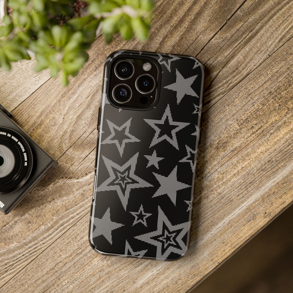 Black Star Pattern Tough Phone Case — Durable Protective Phone Cover