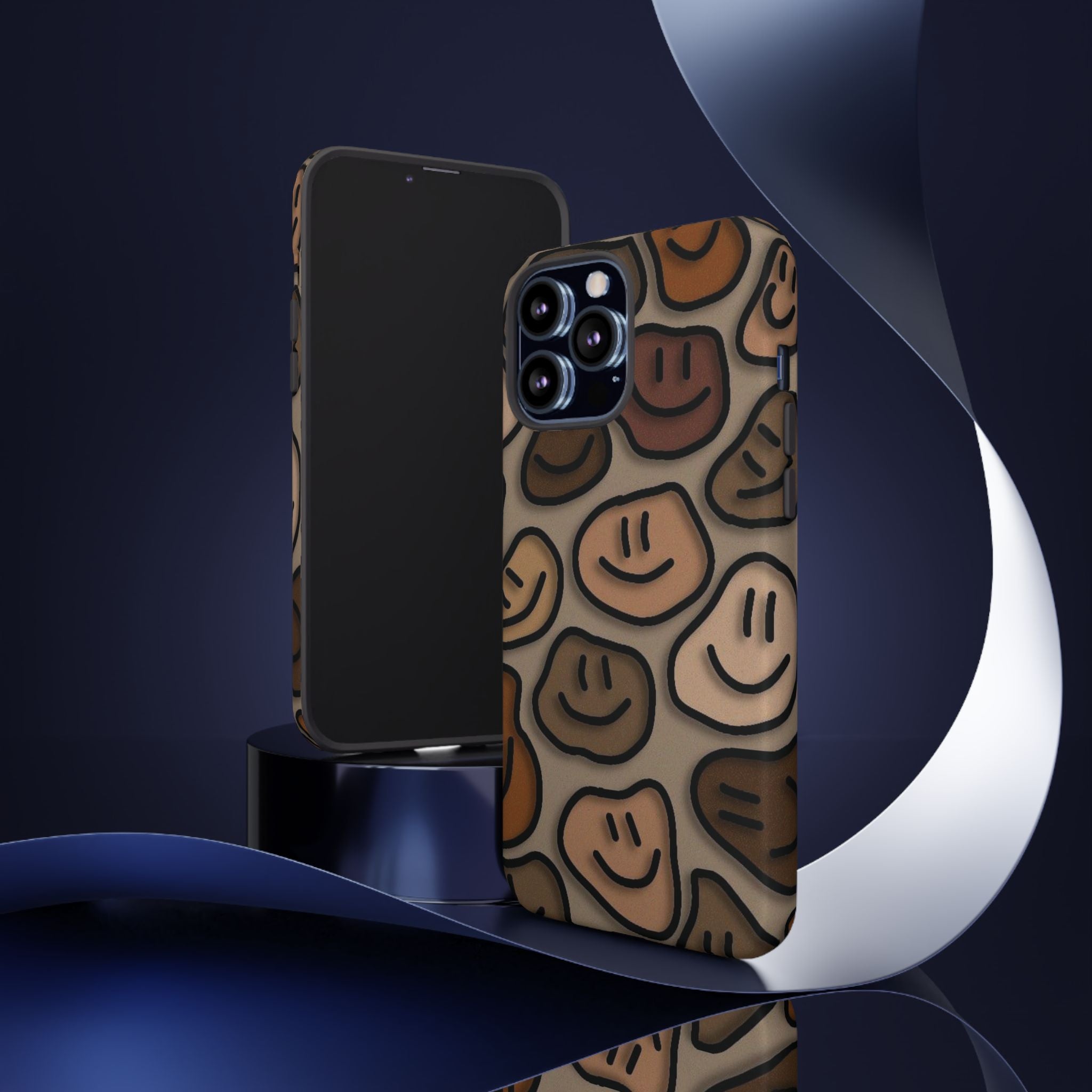 Smiley Faces iPhone Case — Neutral Brown Diverse Smiles Protective Cover