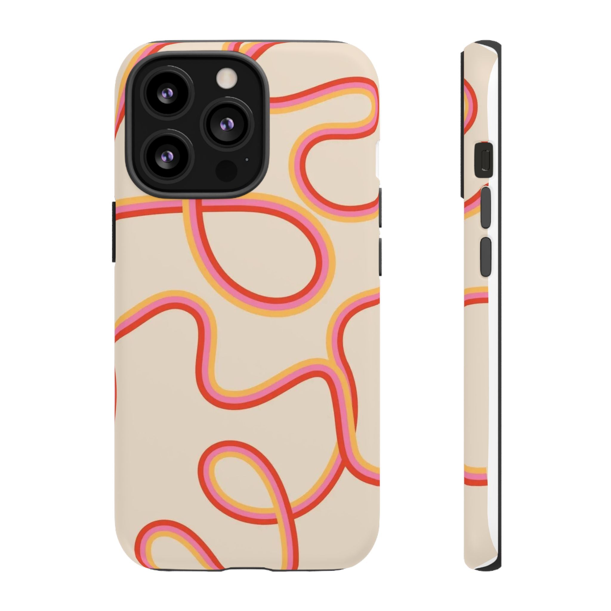 Retro Loop Pattern iPhone Case – Peach & Sunset Abstract Tough Case