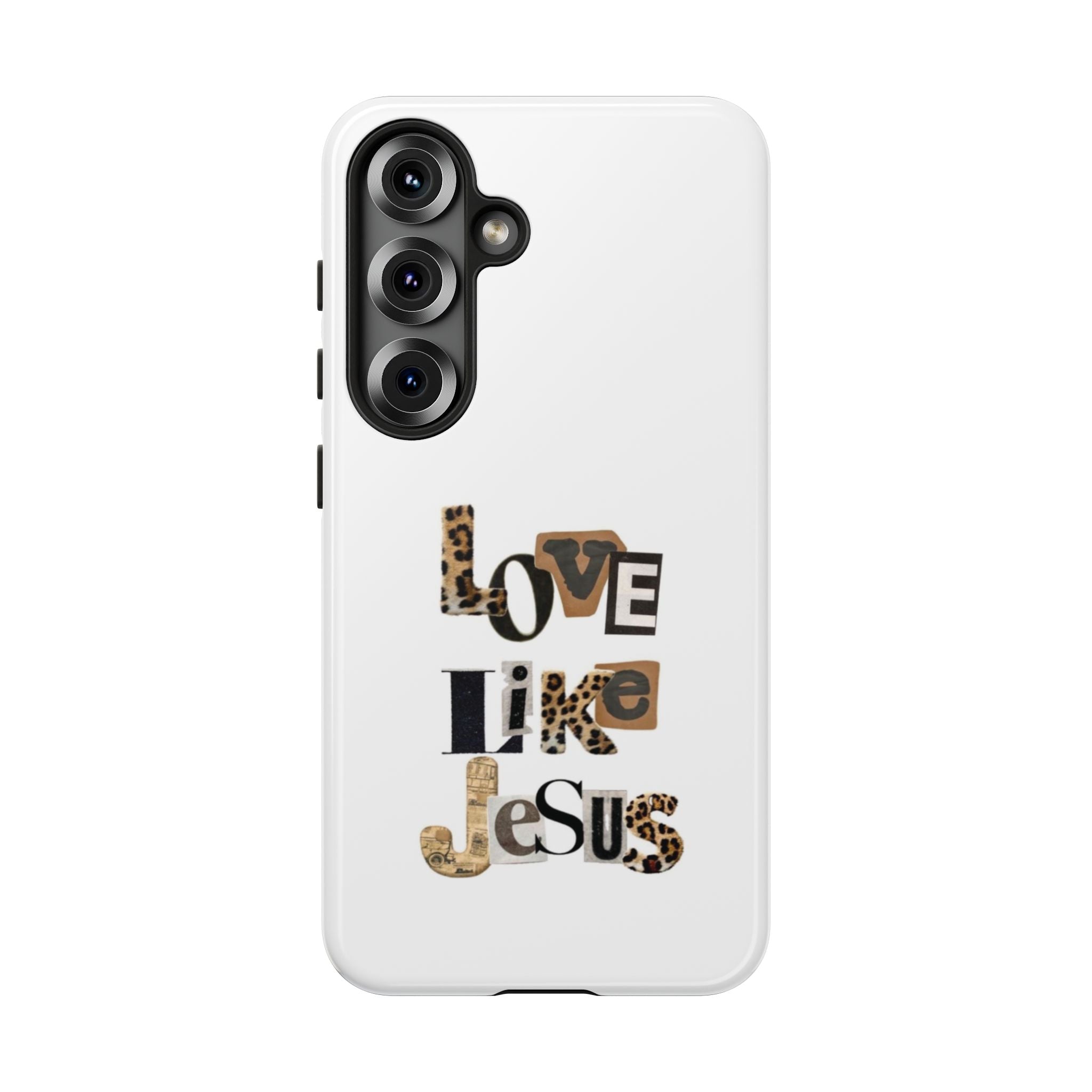 "Love Like Jesus" Leopard Print Christian Tough Phone Case
