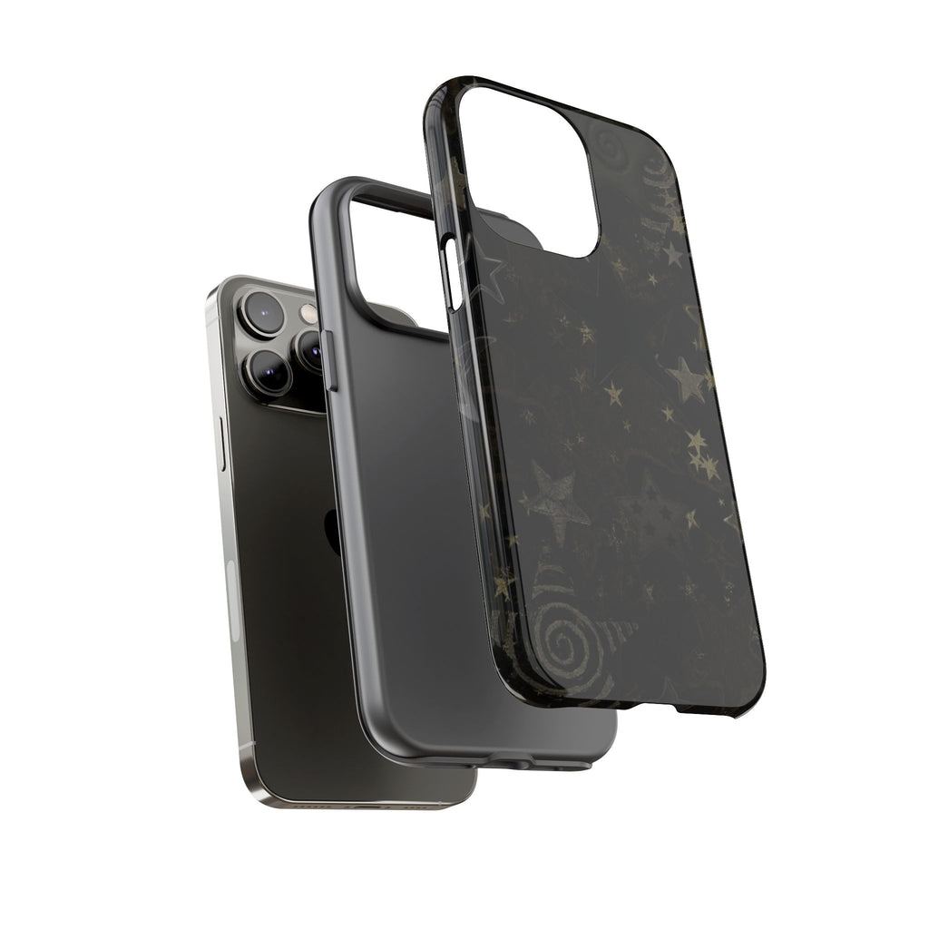 Black Starry iPhone Case – Protective Tough Case with Subtle Galaxy Pattern